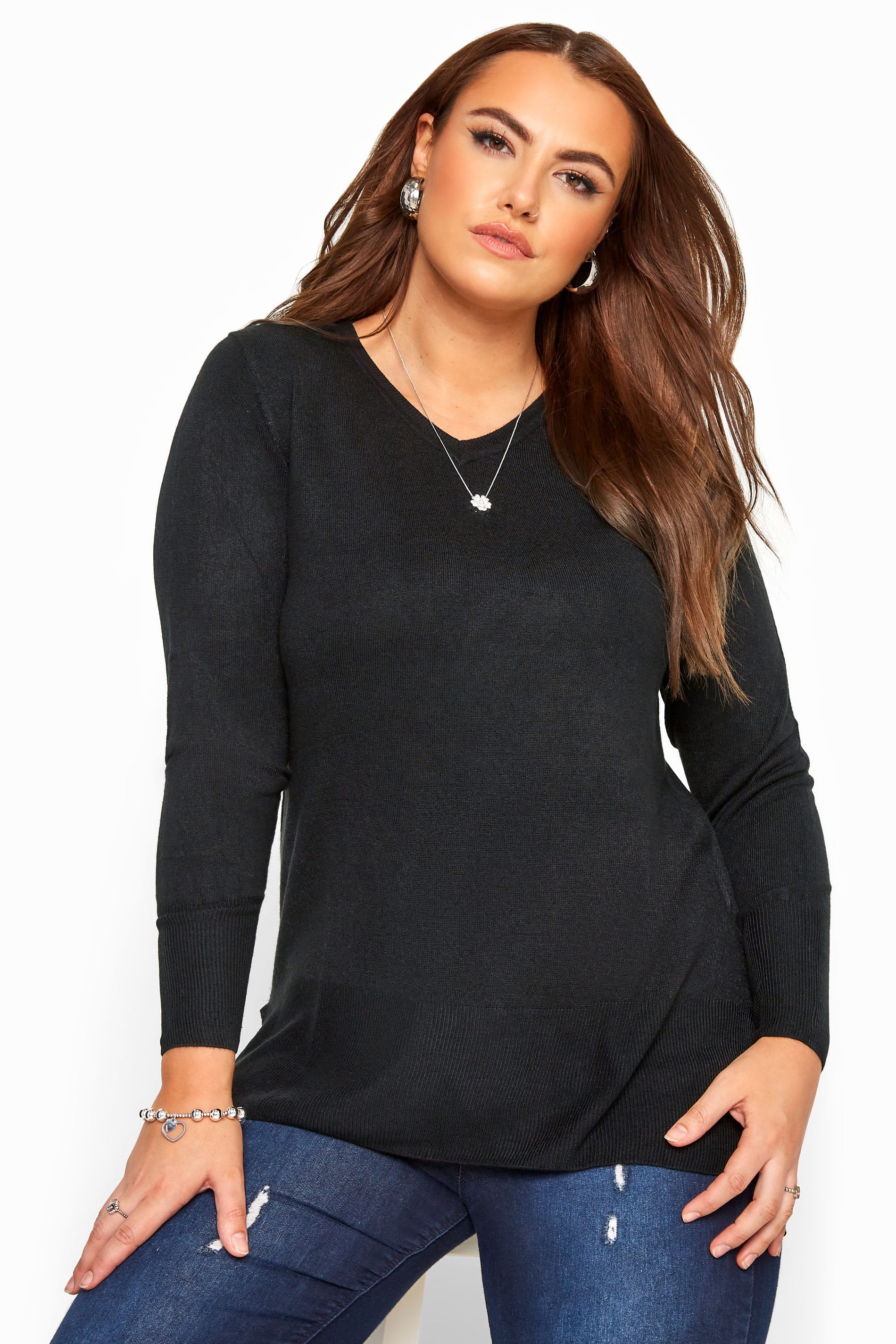 Black Fine Knit Cashmilon Jumper | Sizes 16-40 | Yours Clothing