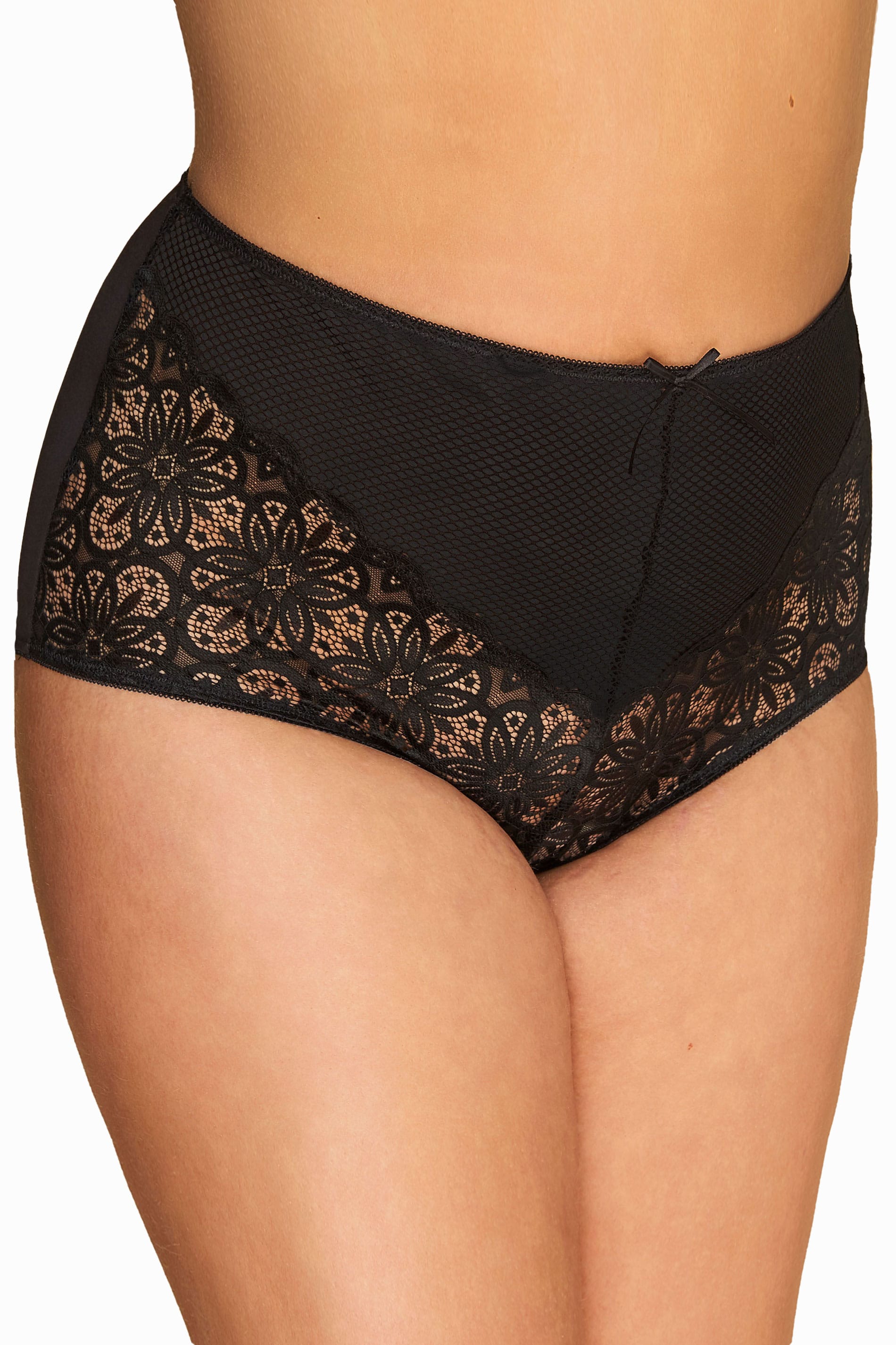 Black Fishnet Daisy Lace Briefs Yours Clothing
