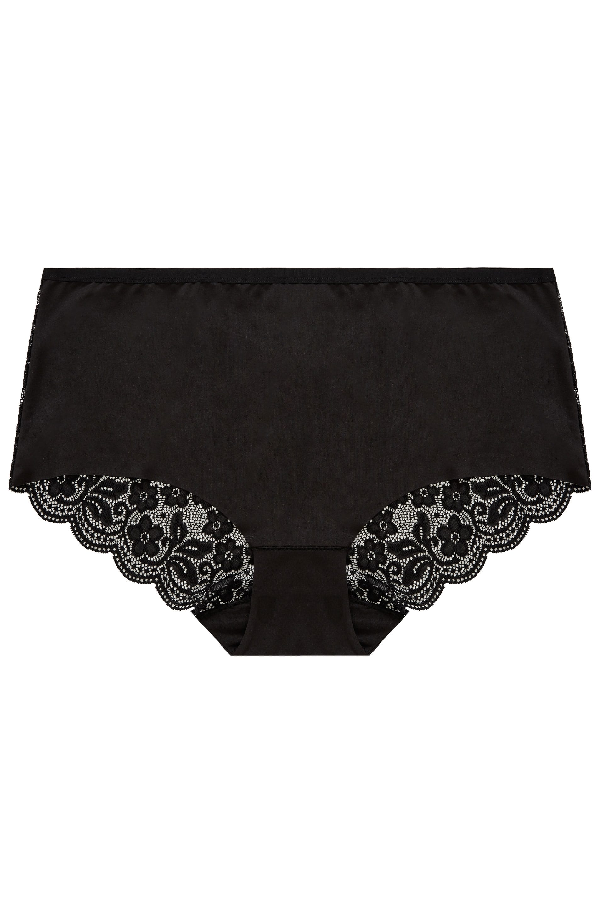Black Lace Back Full High Waisted Knickers | Yours Clothing 3