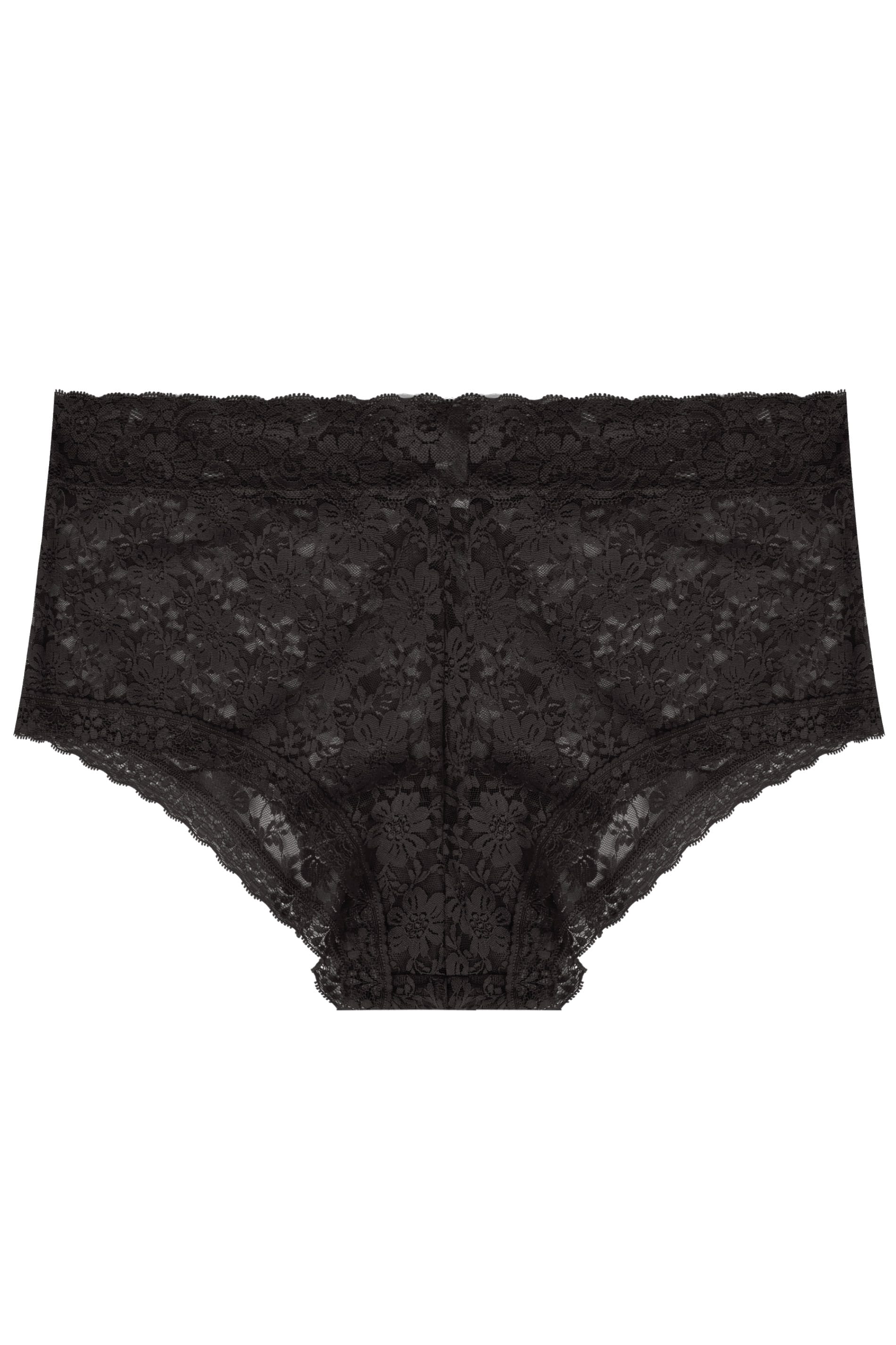 Black Floral Lace Mid Rise Shorts | Yours Clothing 2