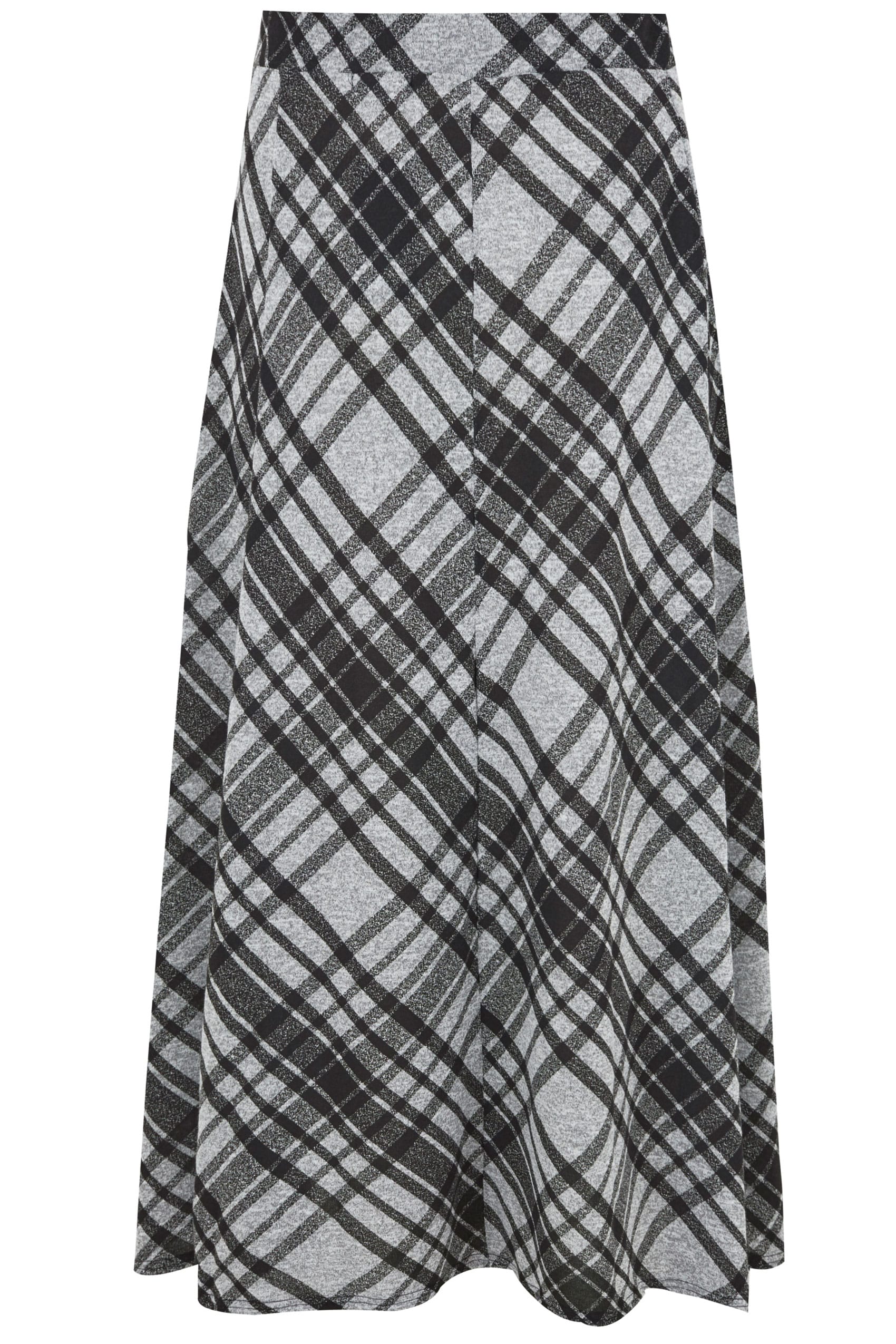 Black & Grey Checked Maxi Skirt, Plus size 16 to 36 | Yours Clothing