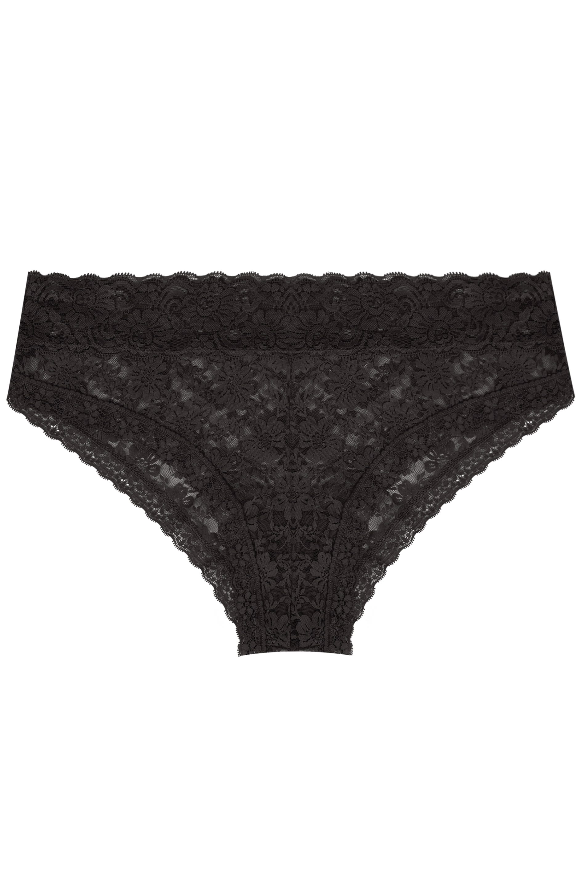 Black Lace Low Rise Brazilian Knickers | Yours Clothing 3