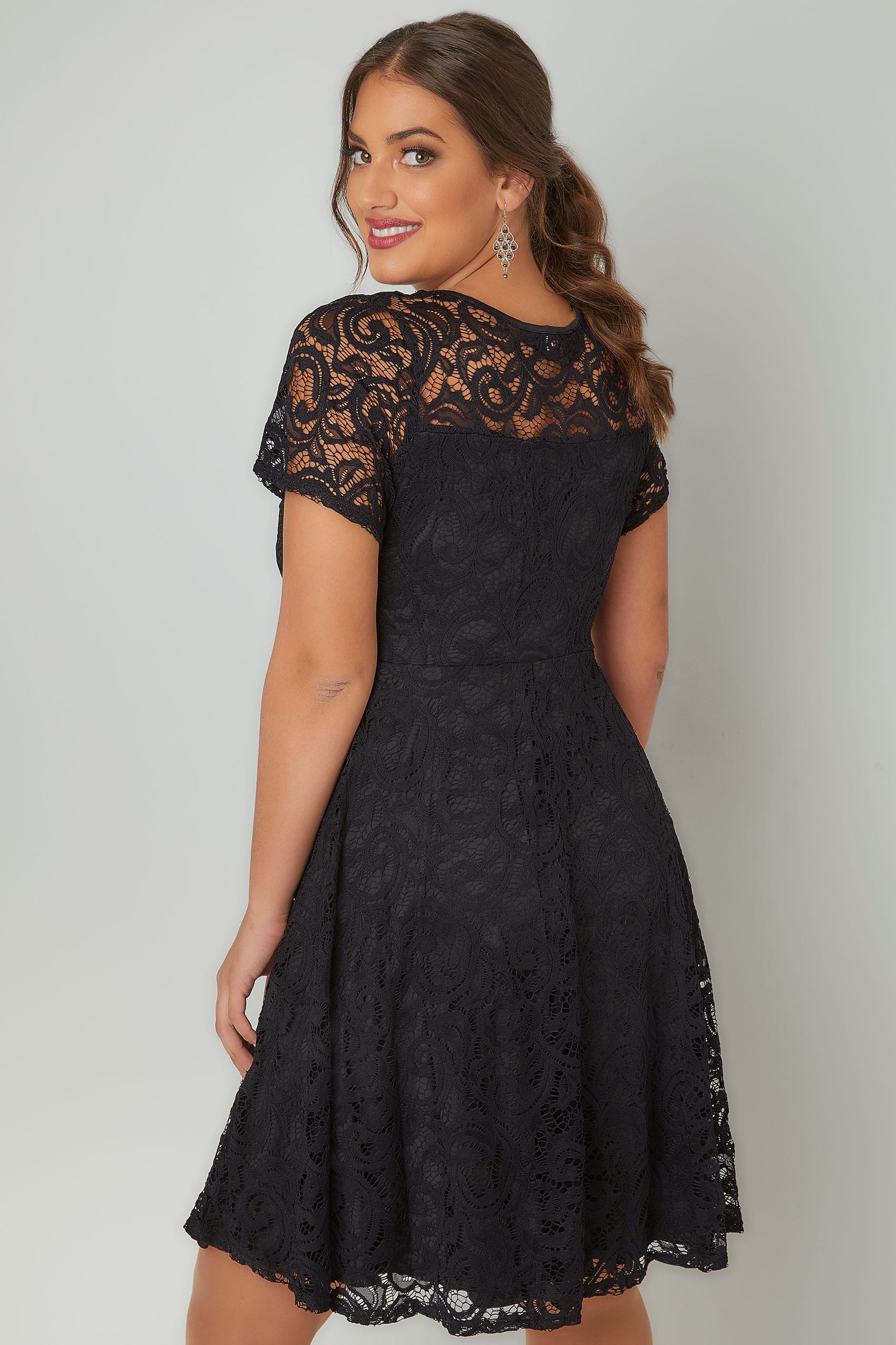 Black Lace Skater Dress With Sweetheart Bust Plus Size To