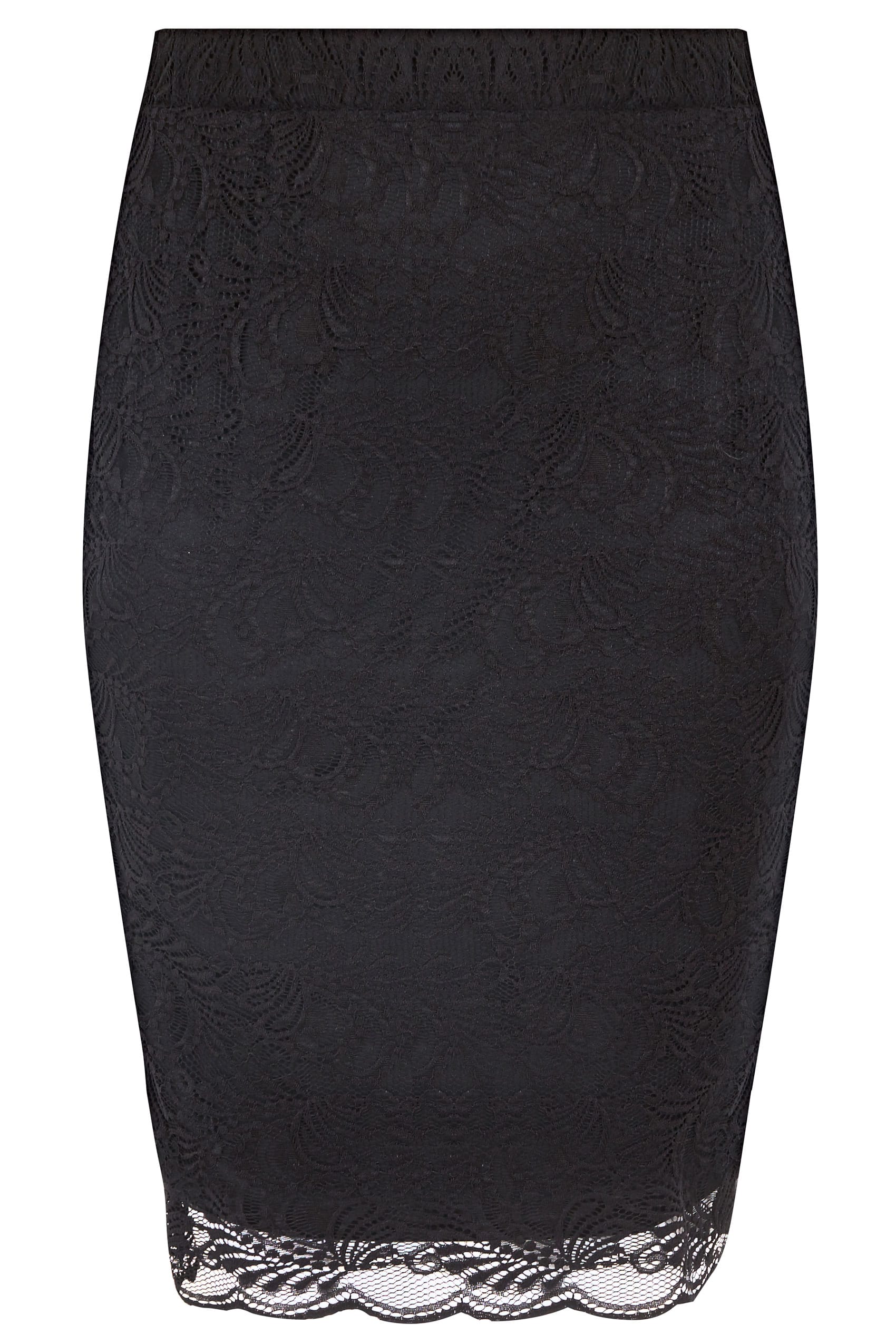 YOURS LONDON Black Lace Pencil Skirt With Scalloped Hem, plus size 16 ...