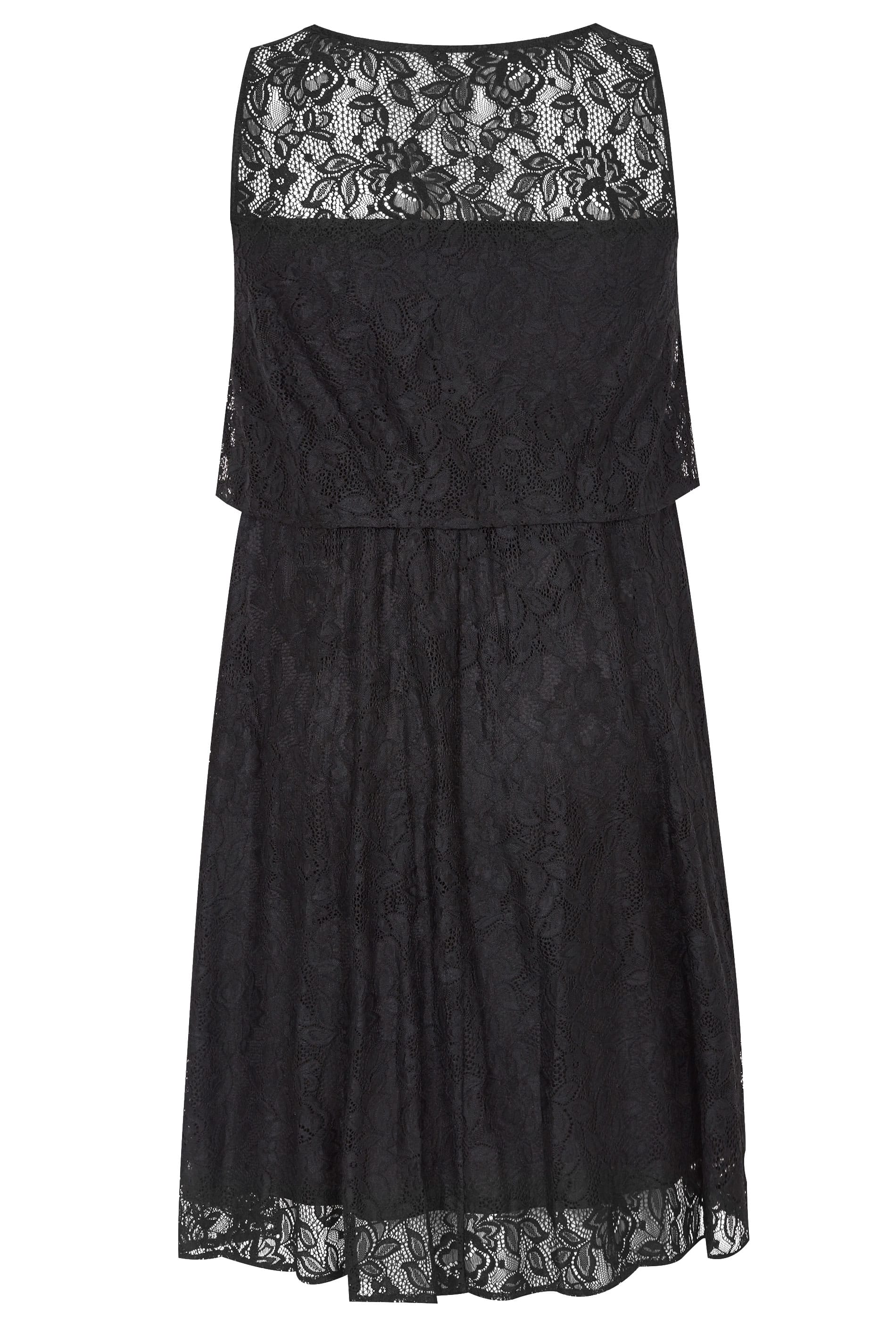 Plus Size Black Layered Lace Dress | Sizes 16 to 36 | Yours Clothing