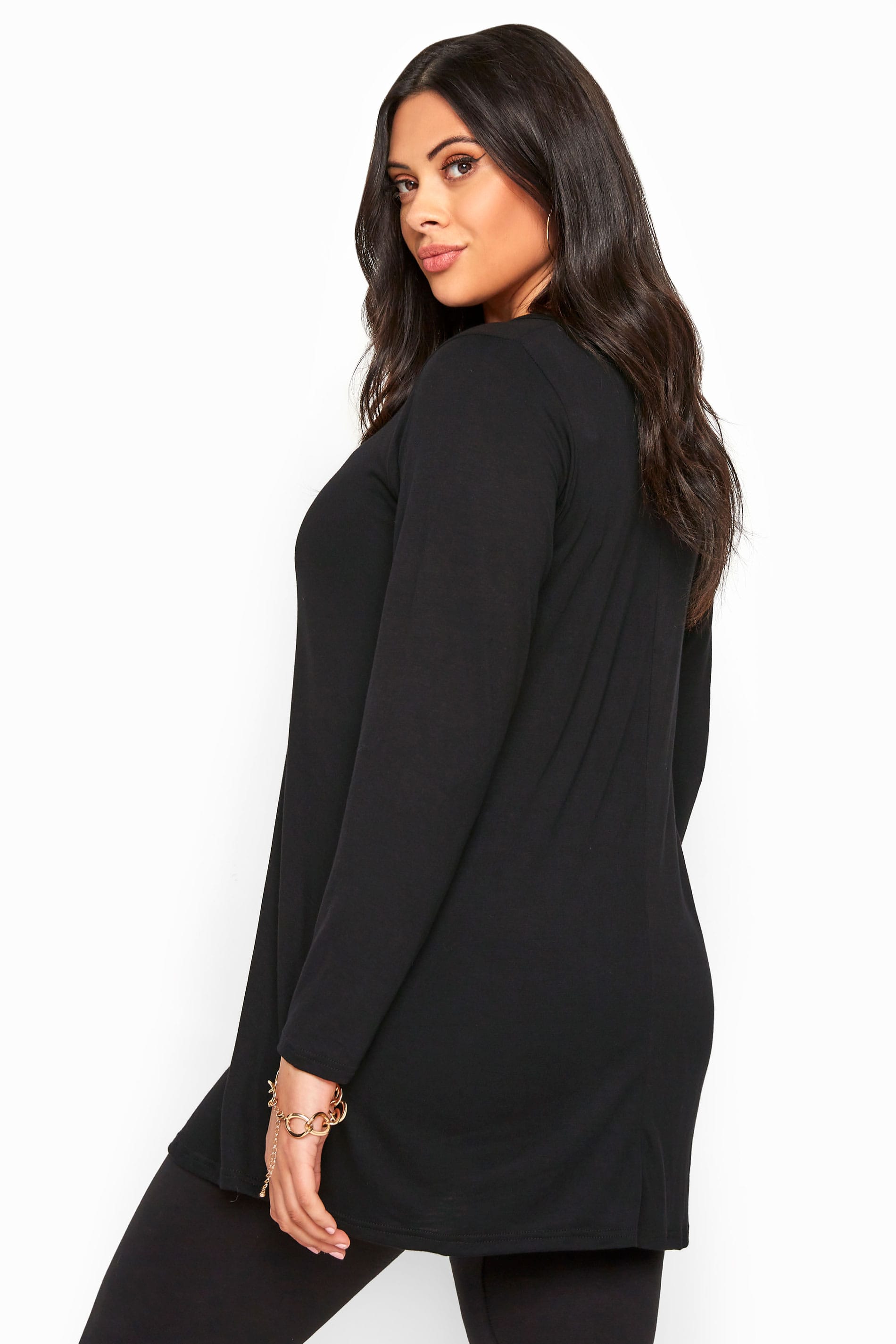 Black Long Sleeved Swing Top | Yours Clothing