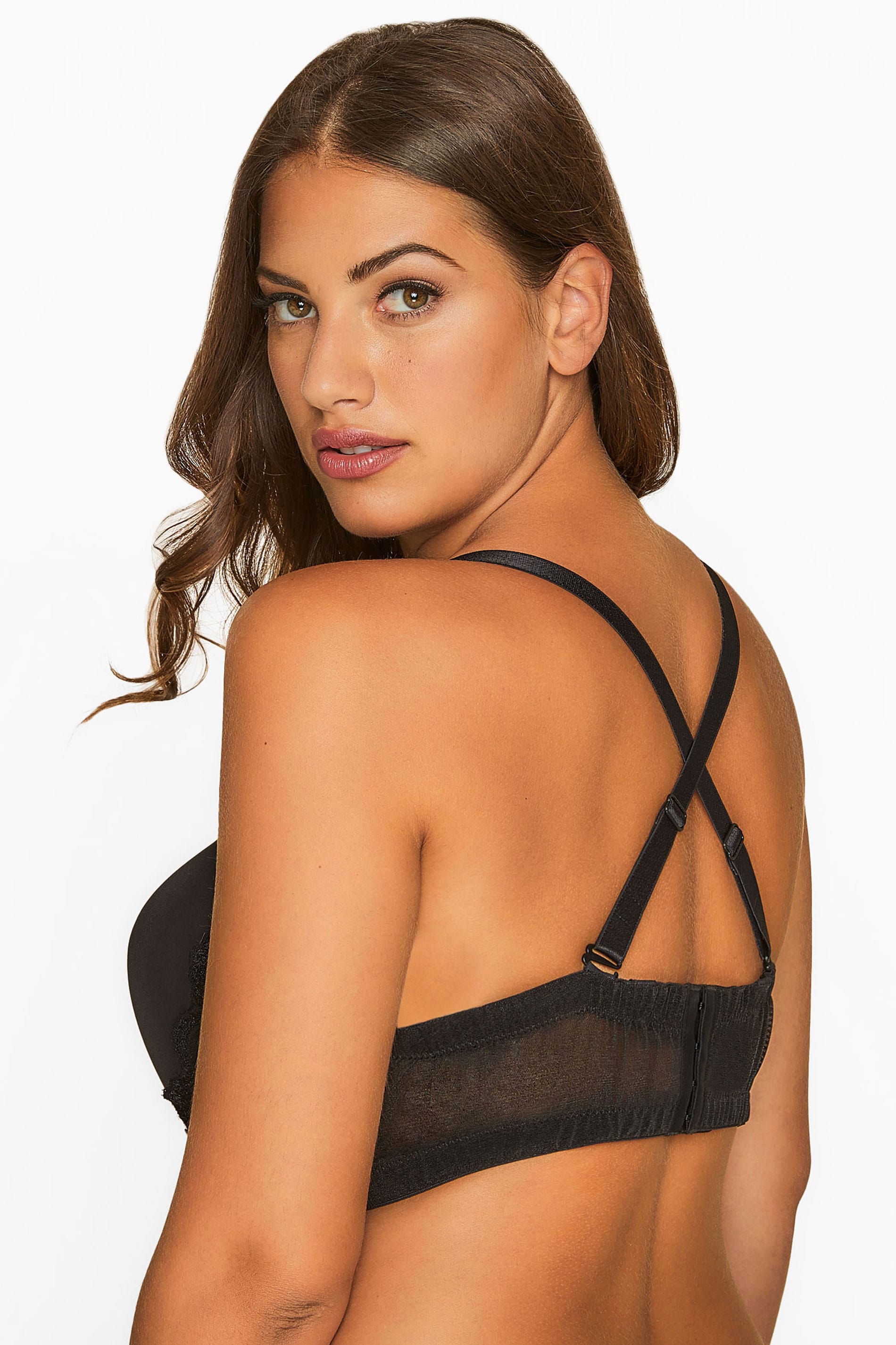 Grande taille  Soutiens-Gorge Grande taille  Soutiens-gorge moulés | Soutien-Gorge Noir Dentelle Bretelles Amovibles - WD28258