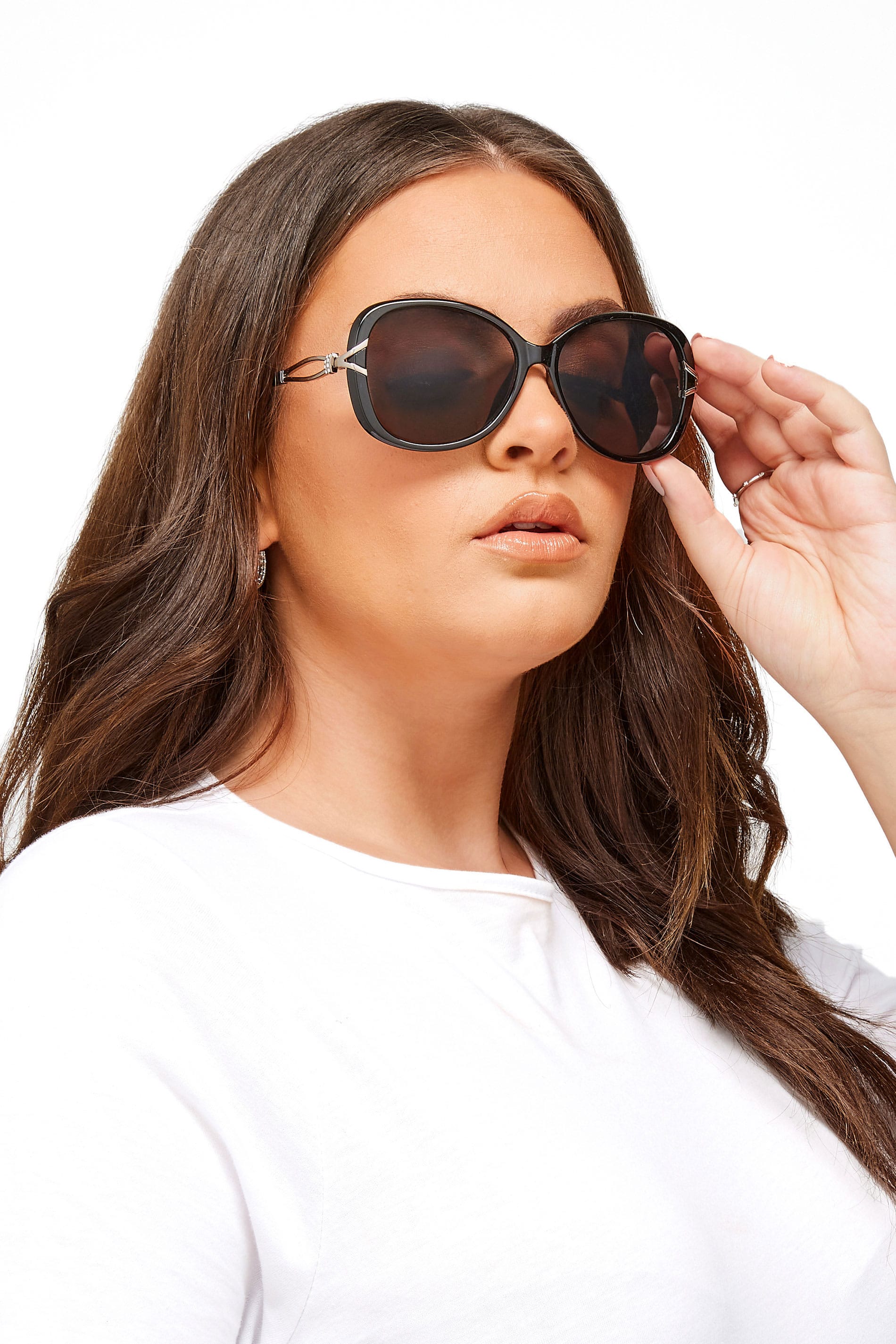Black Oversized Knot Sunglasses | Yours Clothing 1