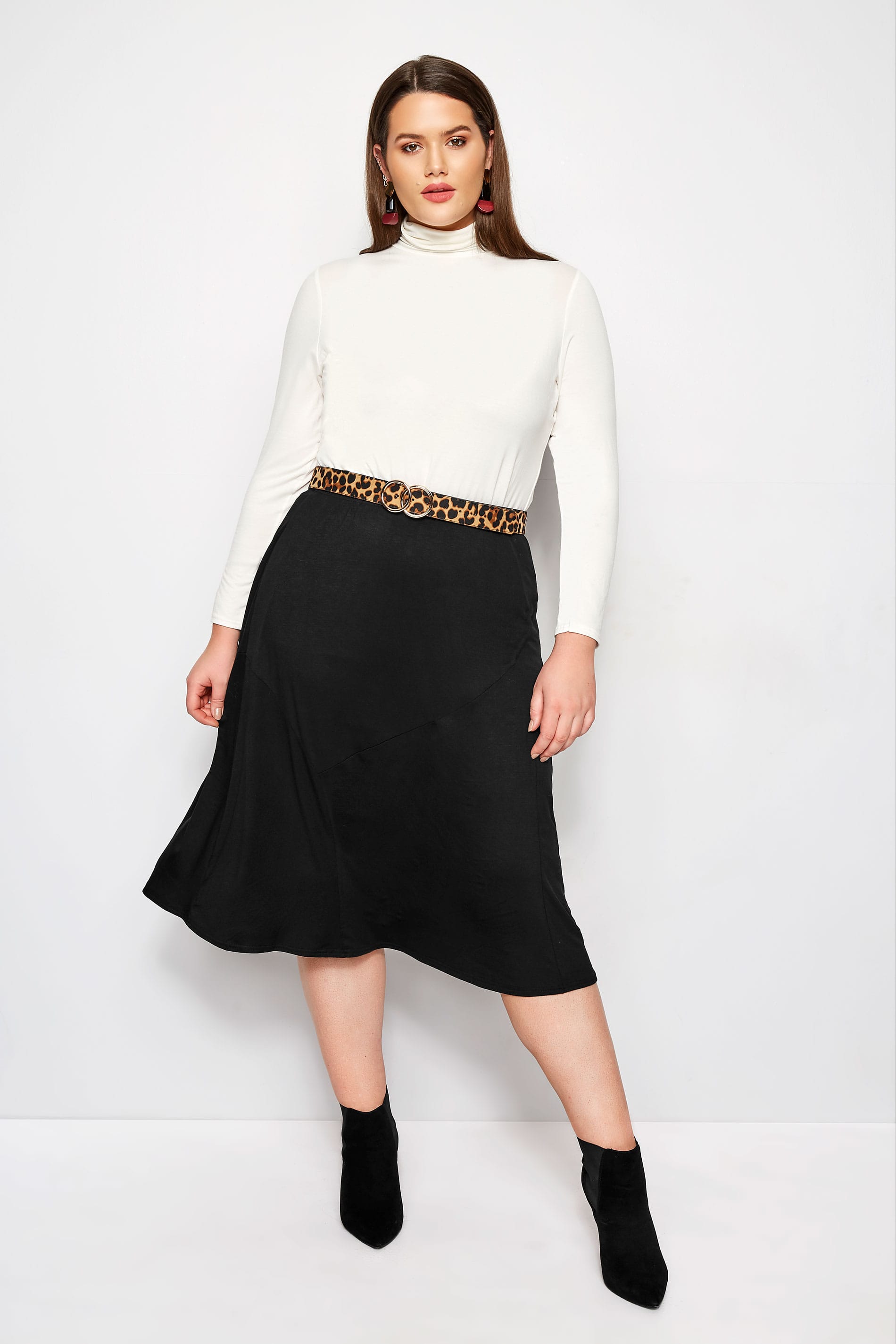 Black Panel Midi Skirt, Plus size 16 to 36 | Yours Clothing