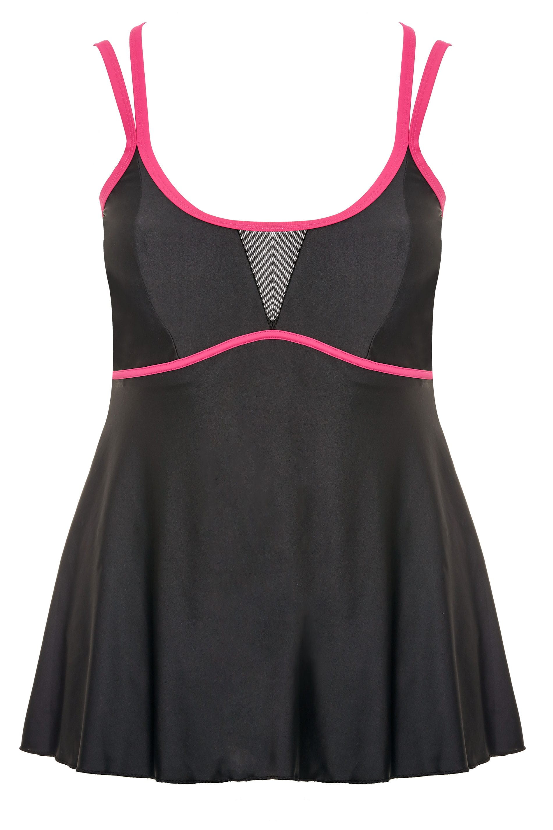 Black & Pink Trim Swim Dress | Yours Clothing