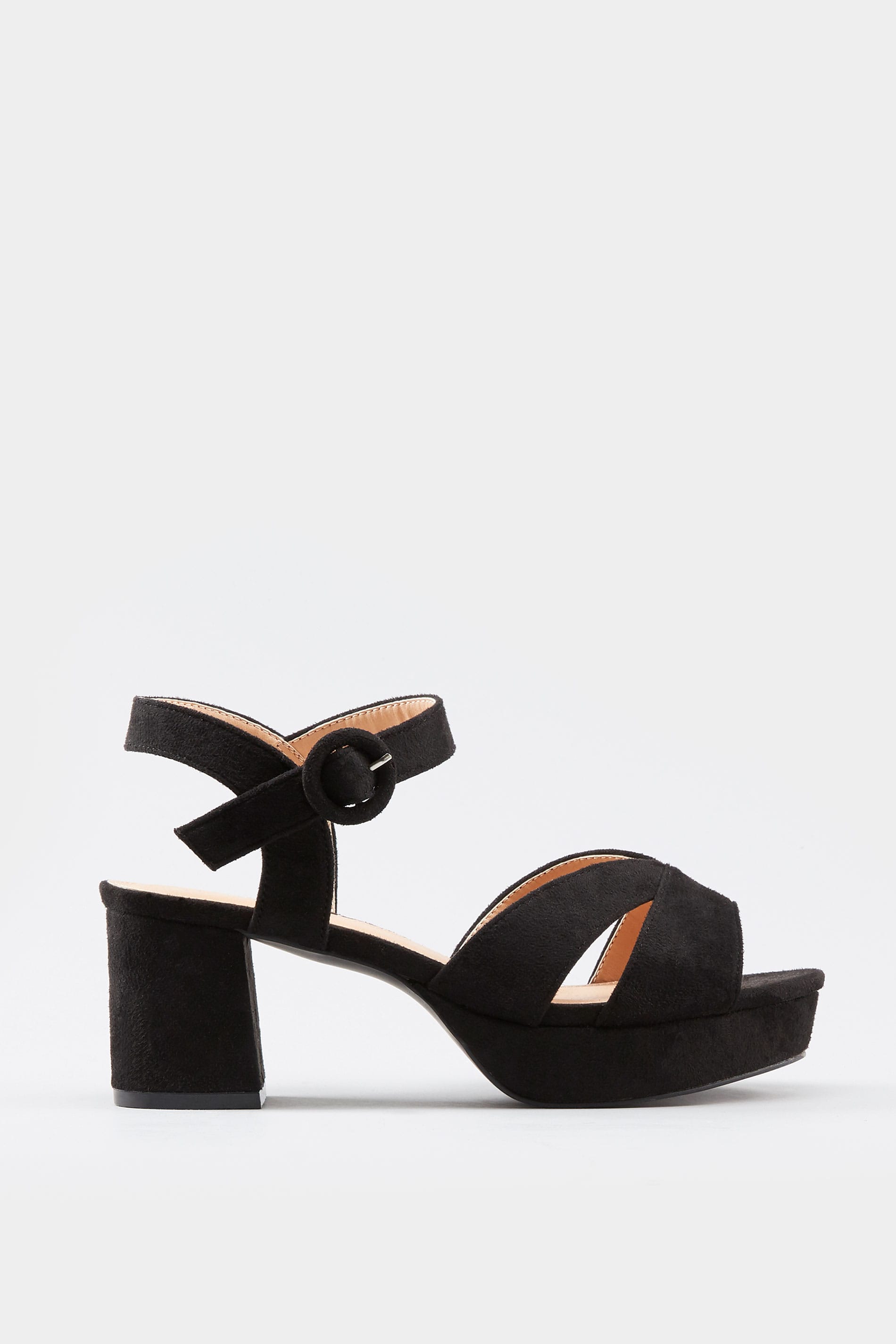 Black Platform Heeled Sandals In Extra Wide Fit | Yours Clothing