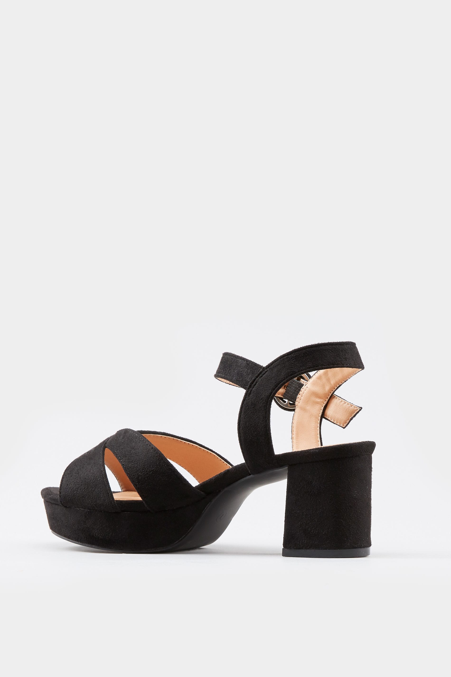 Black Platform Heeled Sandals In Extra Wide Fit | Yours Clothing