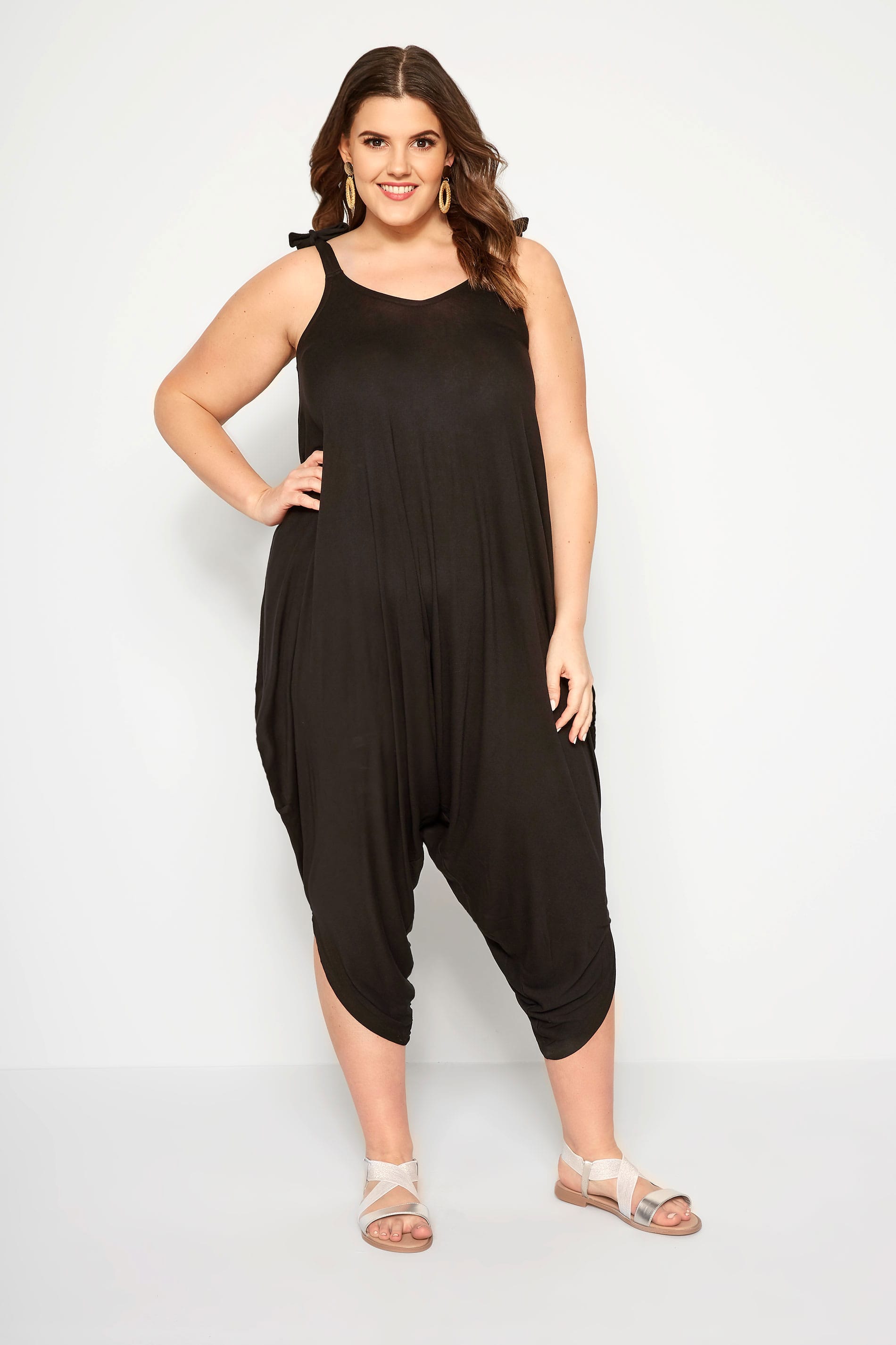 Plus Size Black Relaxed Jersey Jumpsuit Sizes 16 To 36 Yours Clothing