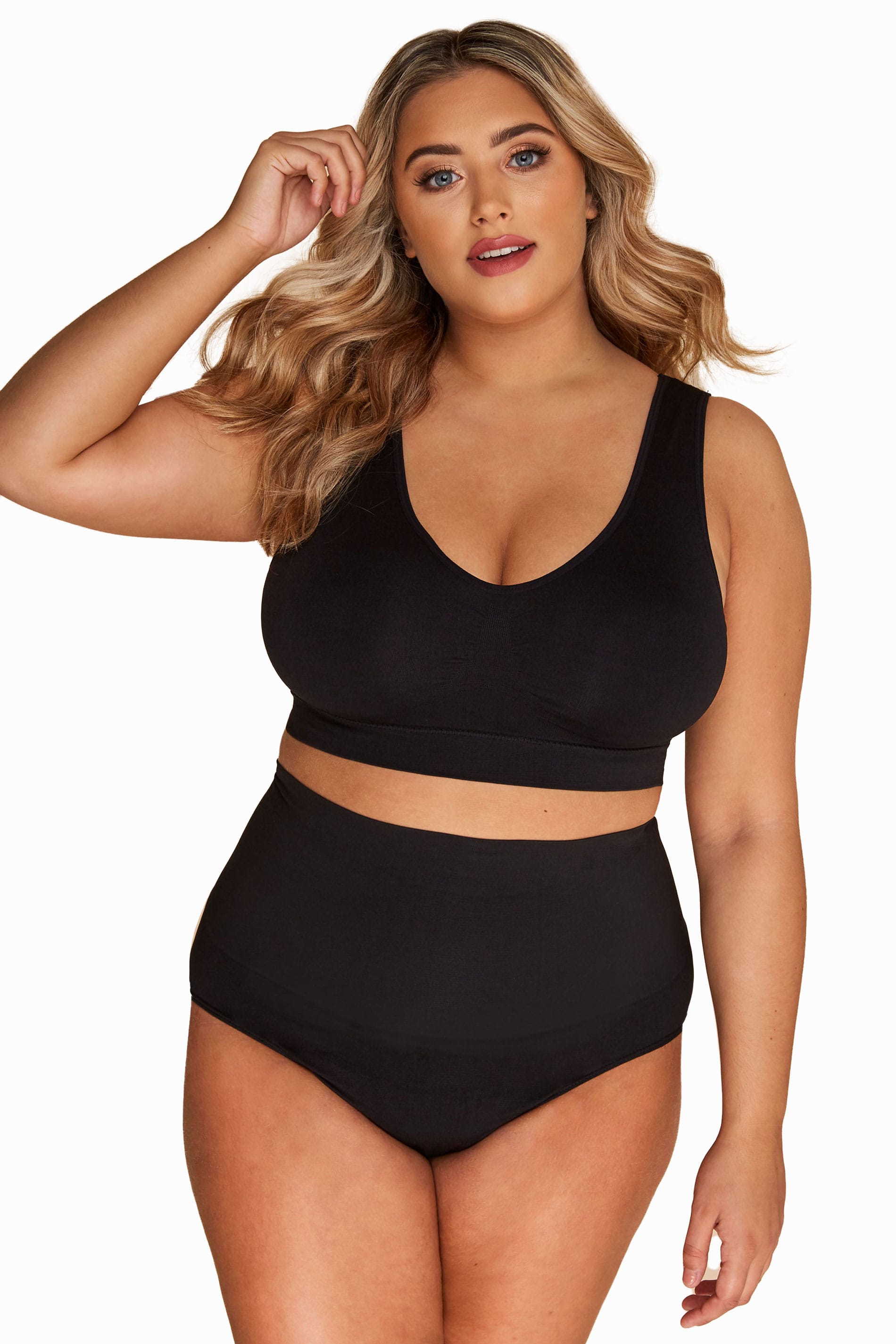 Black Seamless Padded Non-Wired Bralette | Yours Clothing 1