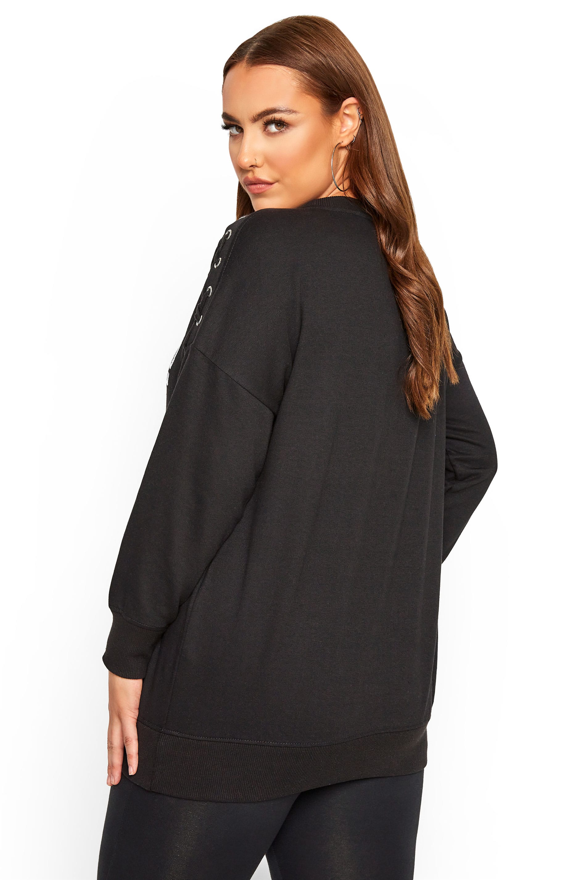 Black Sequin 'Ciao' Sweatshirt | Yours Clothing