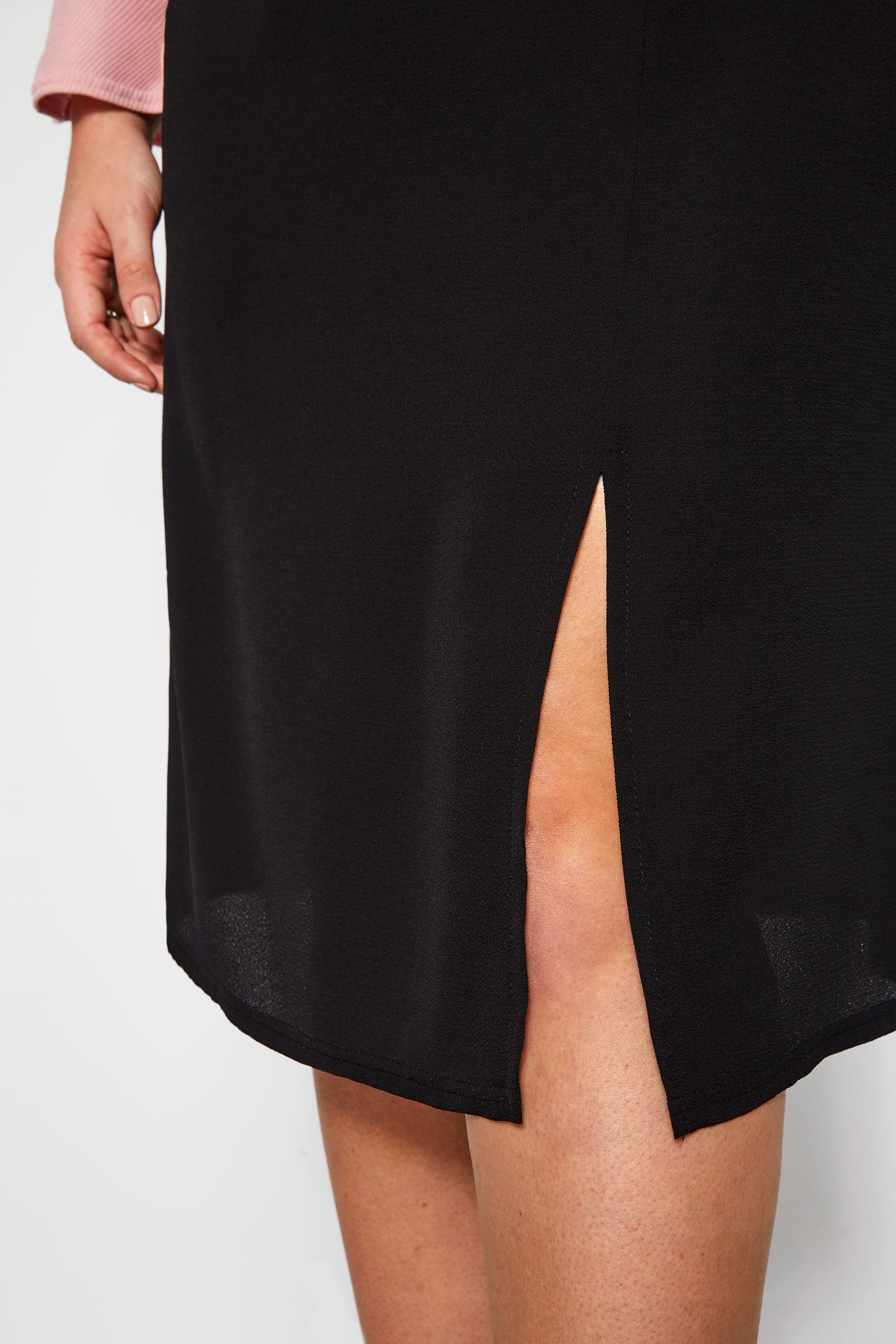 Black Side Split Midi Skirt | Yours Clothing