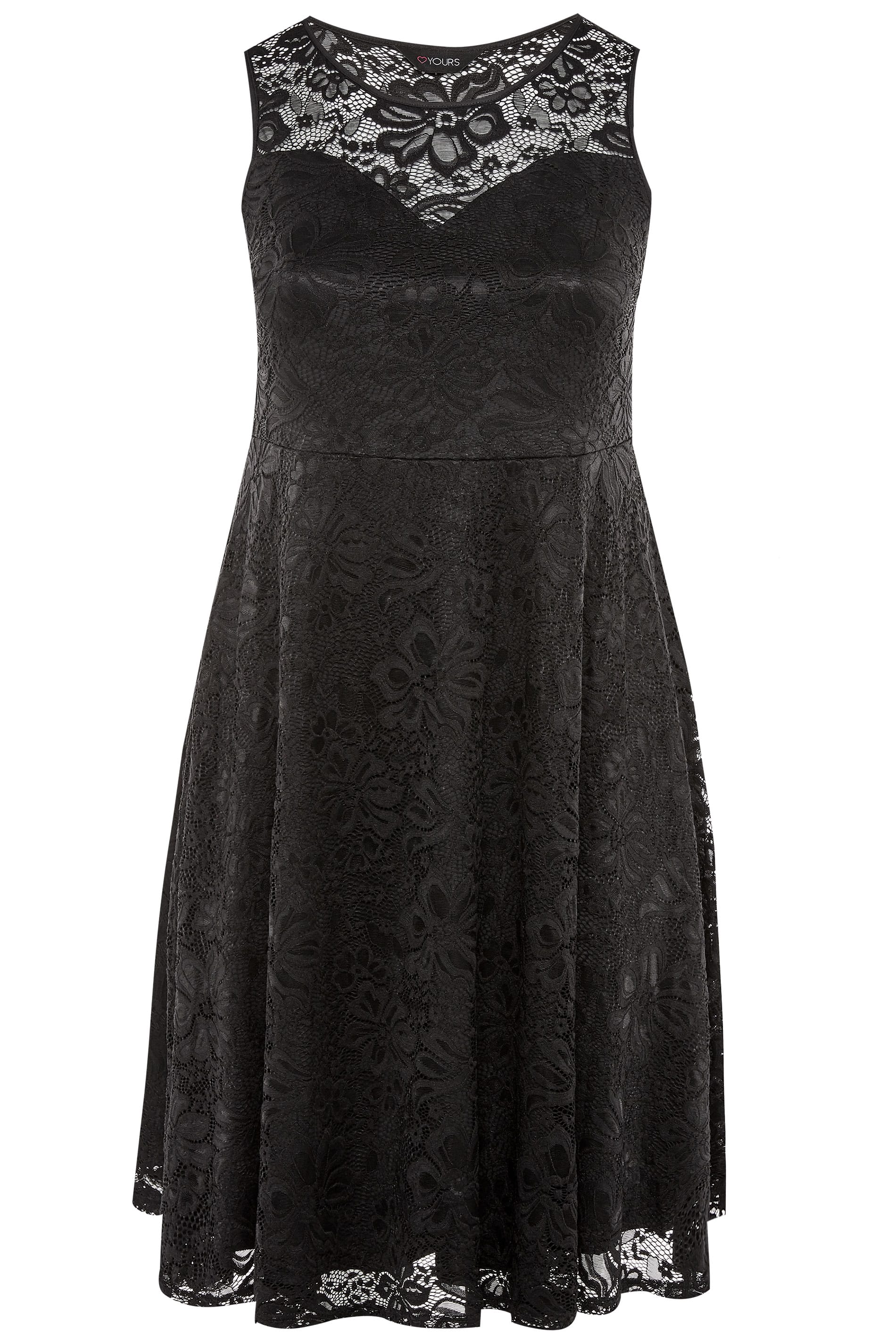Black Sleeveless Lace Dress | Yours Clothing