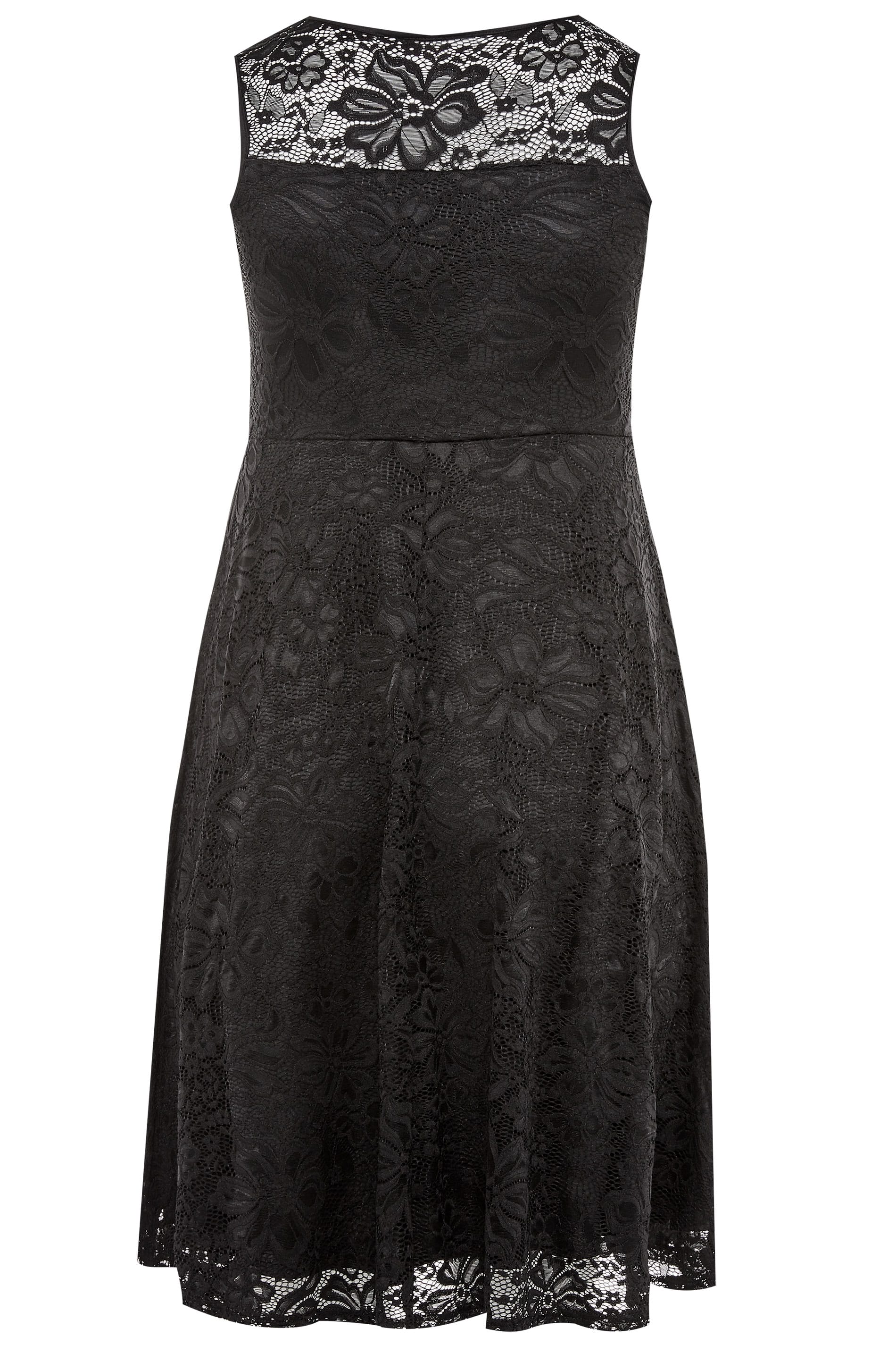 Black Sleeveless Lace Dress | Yours Clothing