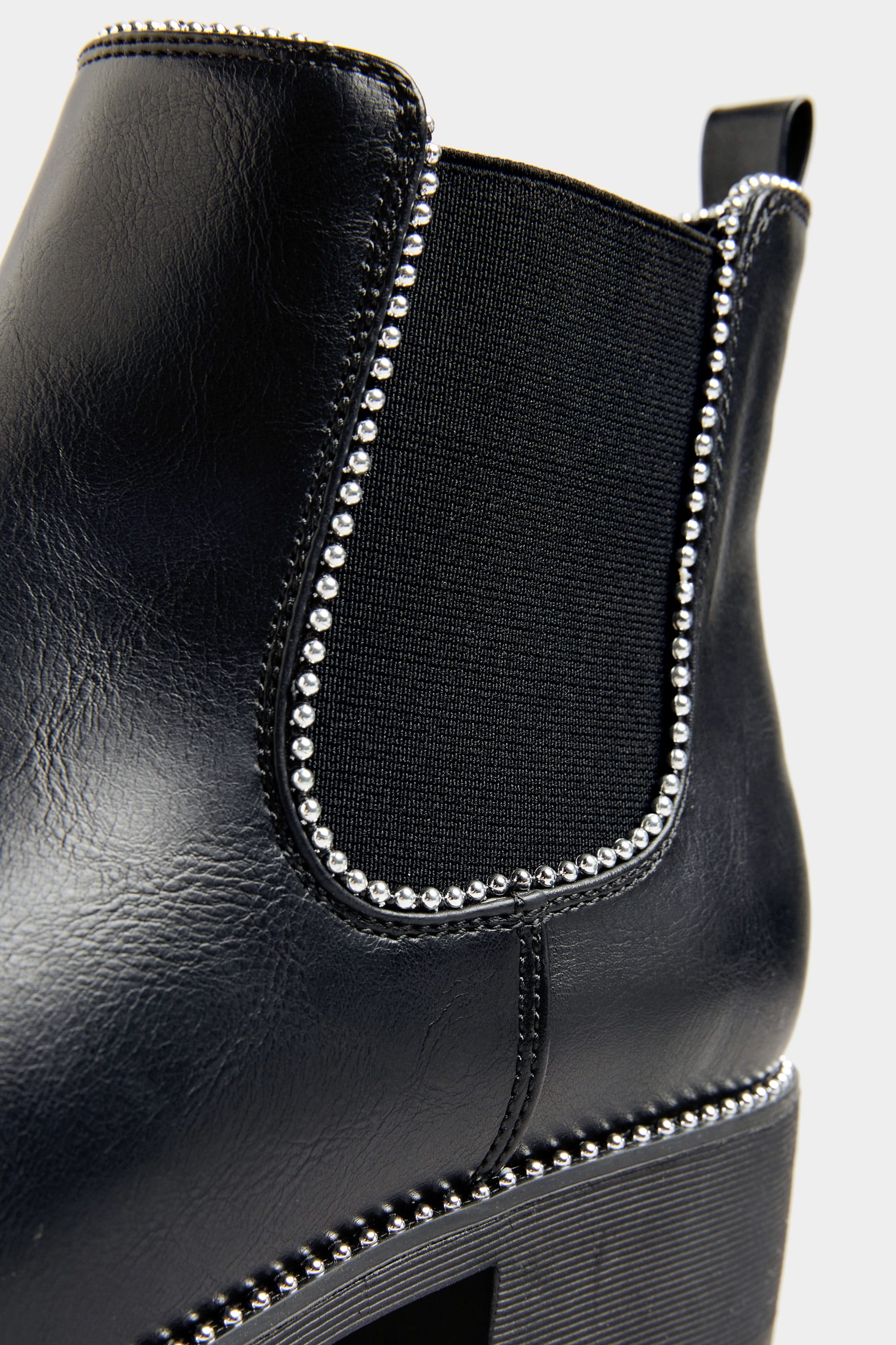 black leather studded chelsea boots