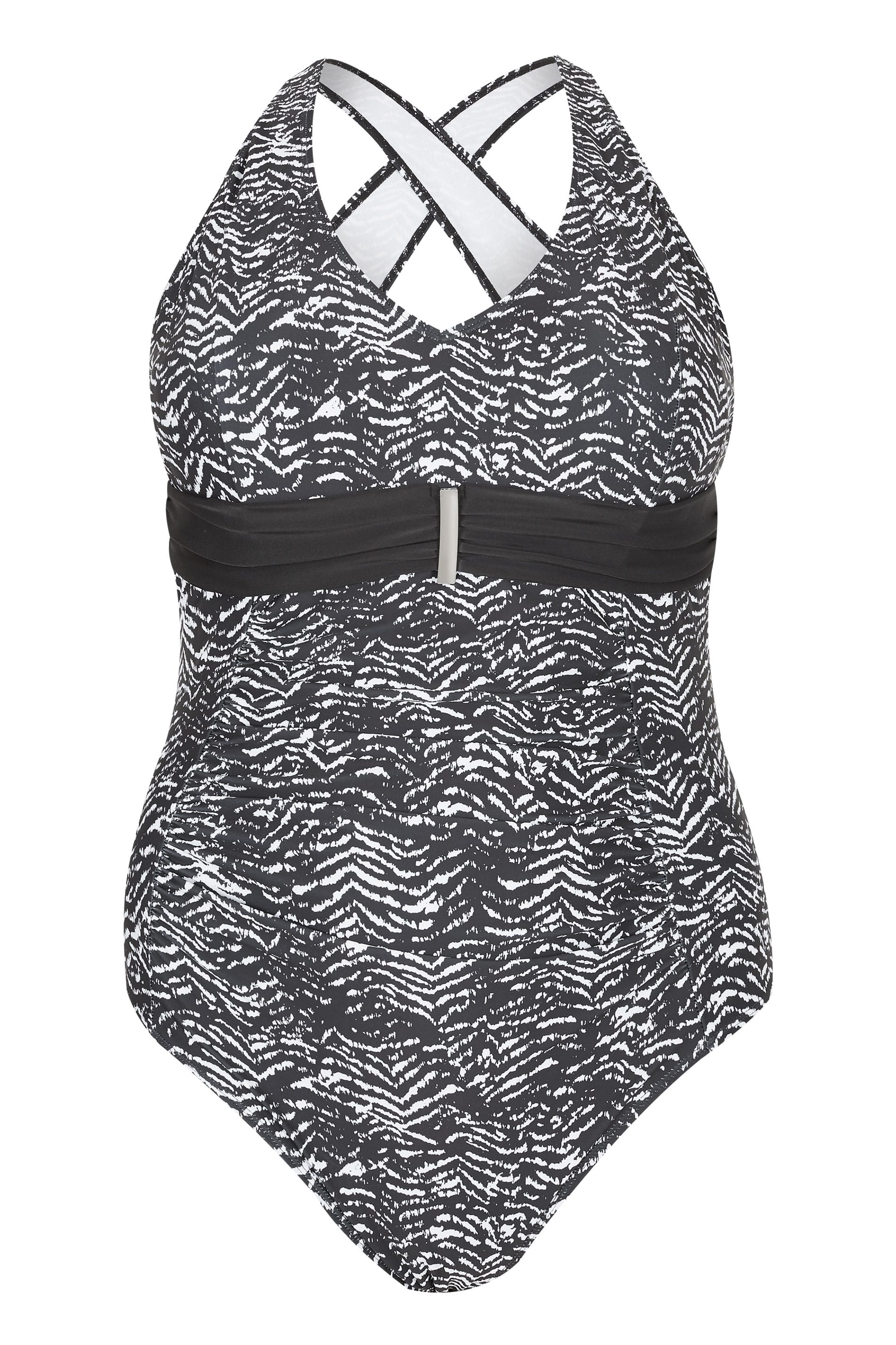 Black & White Animal Print Swimsuit | Plus Size 16 to 36 | Yours Clothing