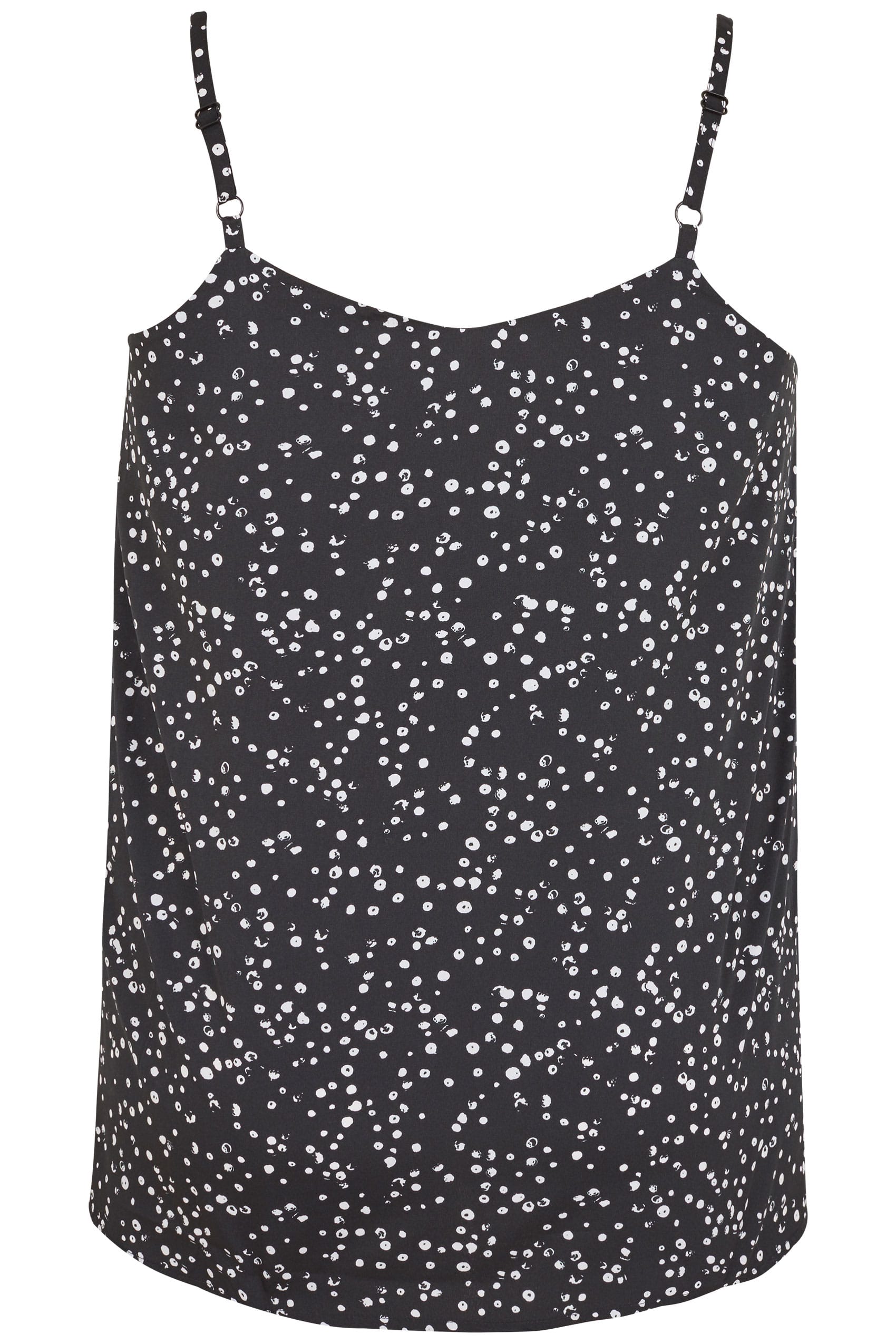 Black & White Dotty Woven Cami Top With Side Splits, Plus size 16 to 36 ...