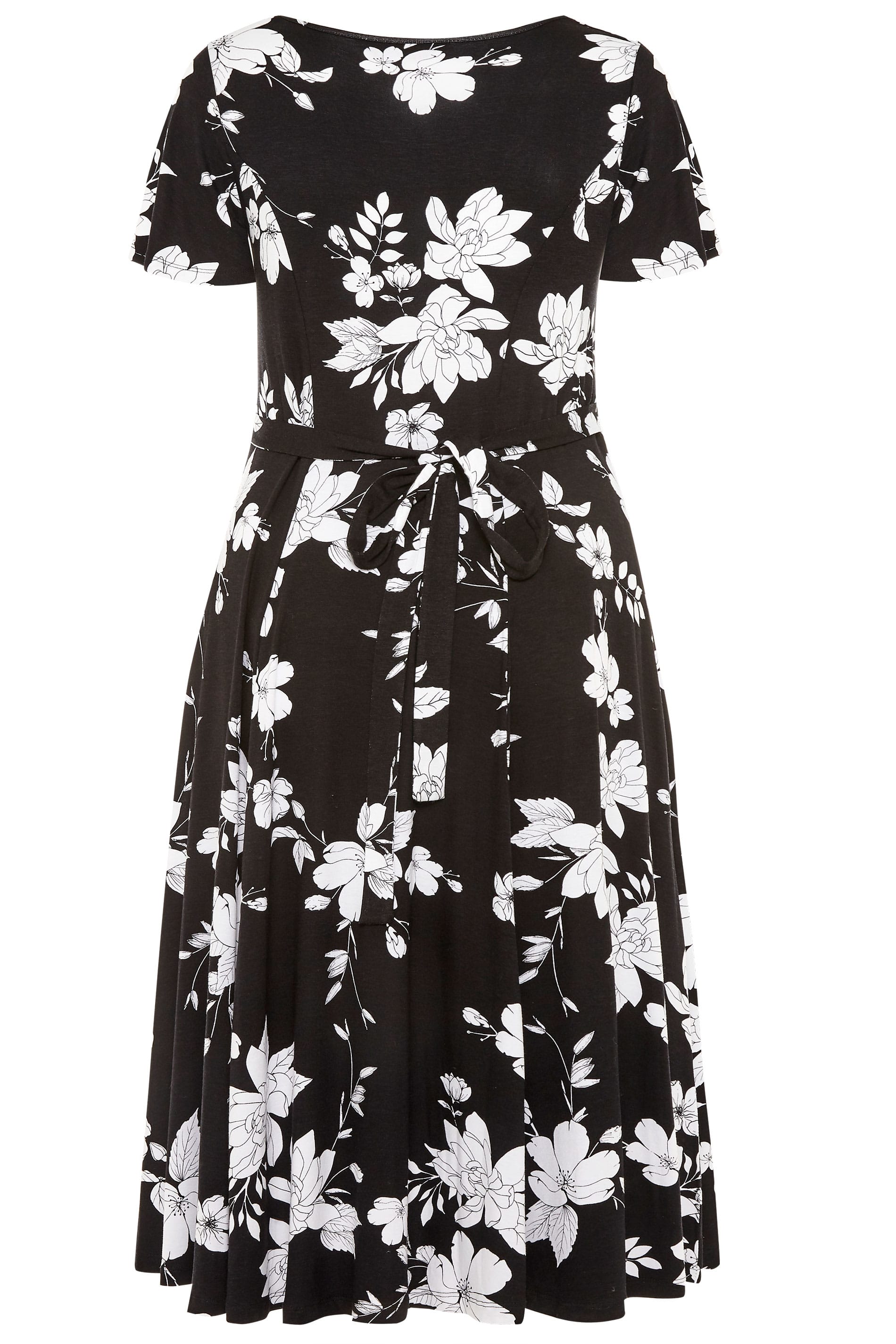 Black & White Floral Midi Dress | Yours Clothing