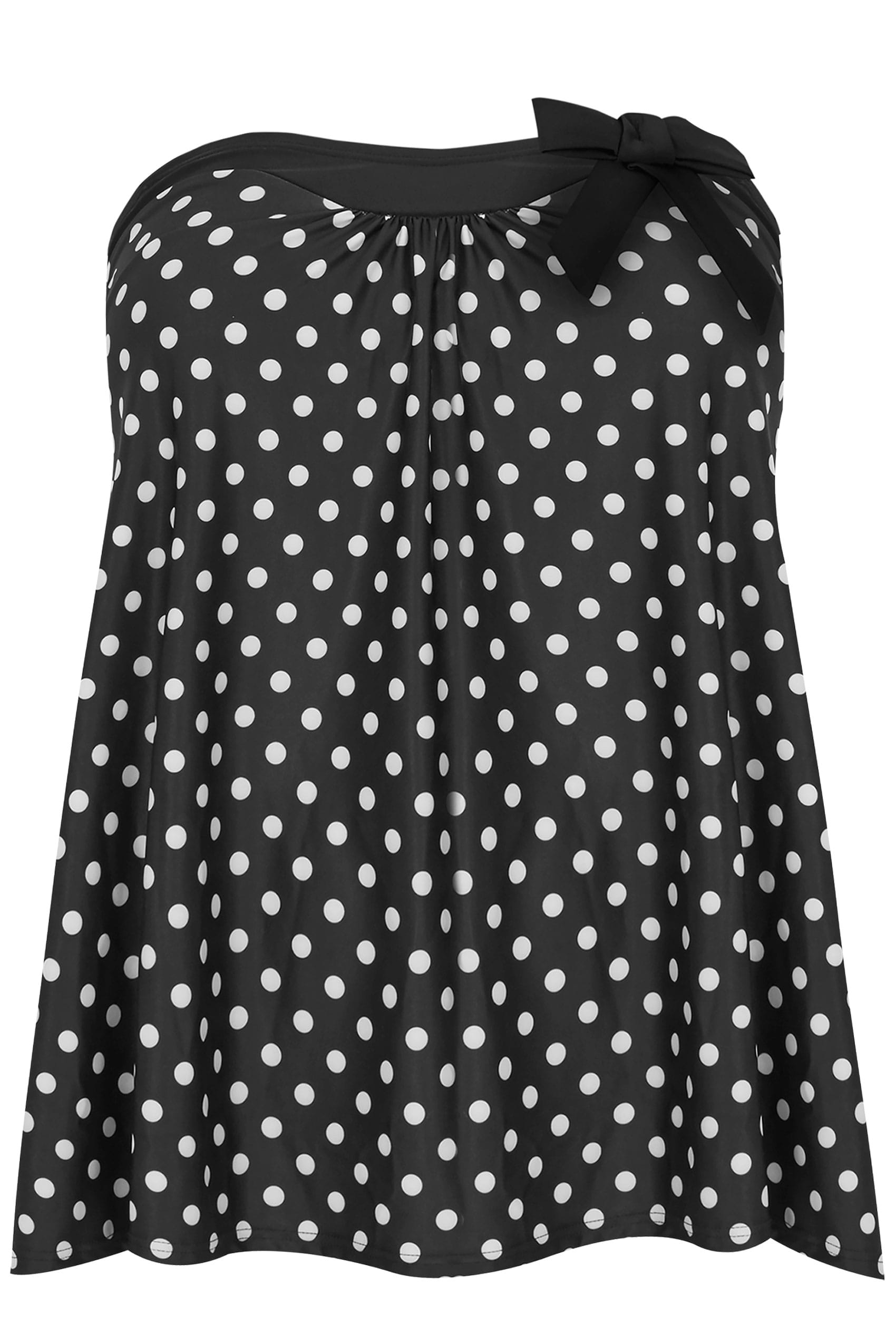 Black & White Polka Dot Print Tankini Top, Plus size 16 to 36