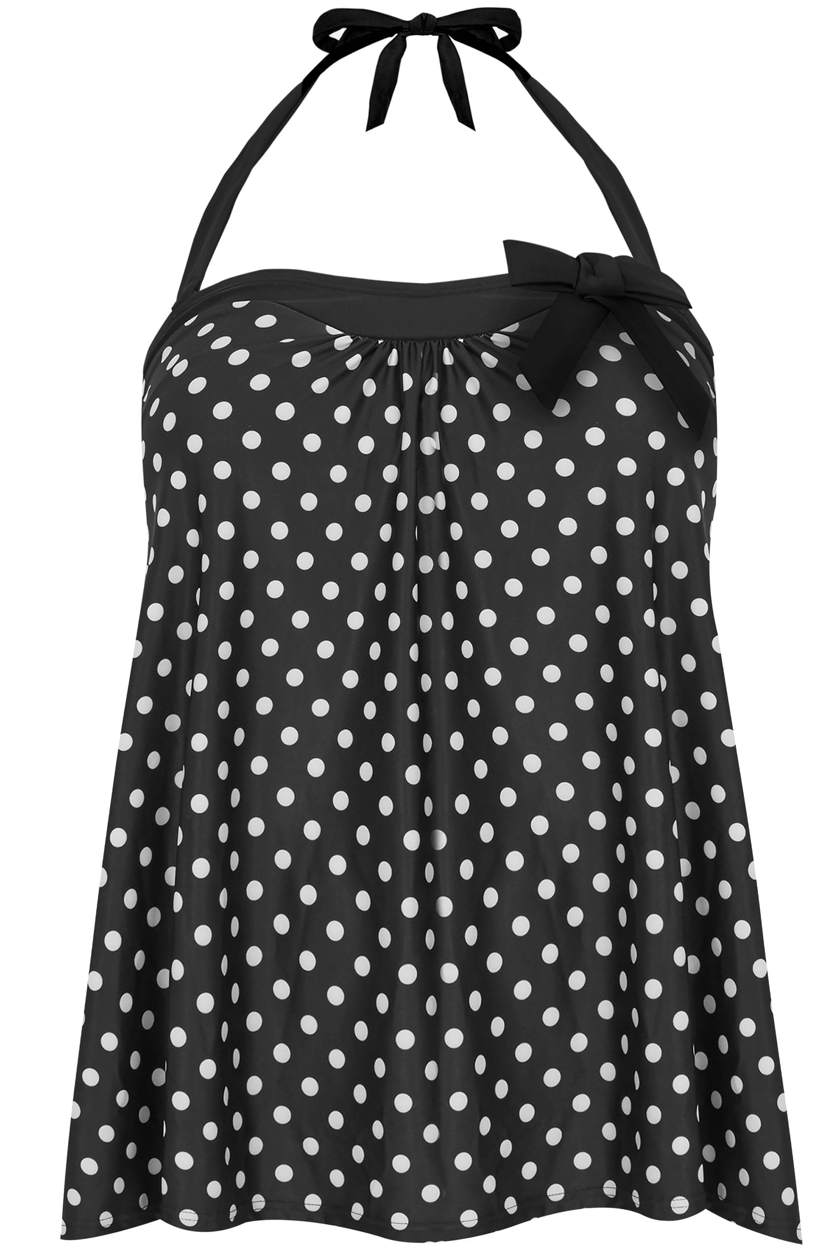 Black And White Polka Dot Print Tankini Top Plus Size 16 To 36