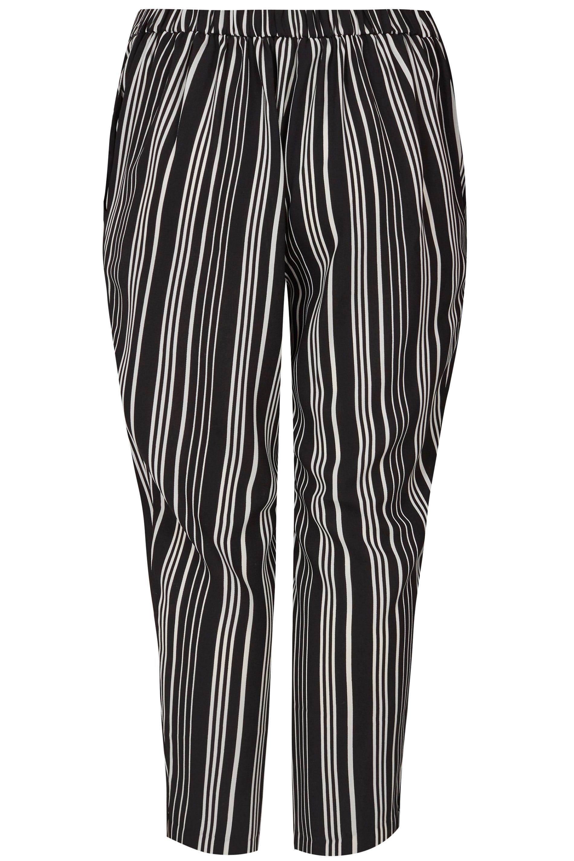 Plus Size Black & White Stripe Tapered Trouser | Sizes 16 to 36 | Yours ...