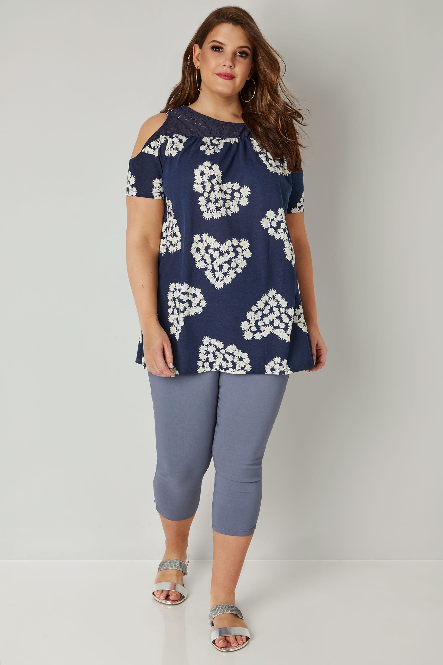 Blue Bengaline Cropped Pull On Trousers, plus size 16 to 36 | Yours ...