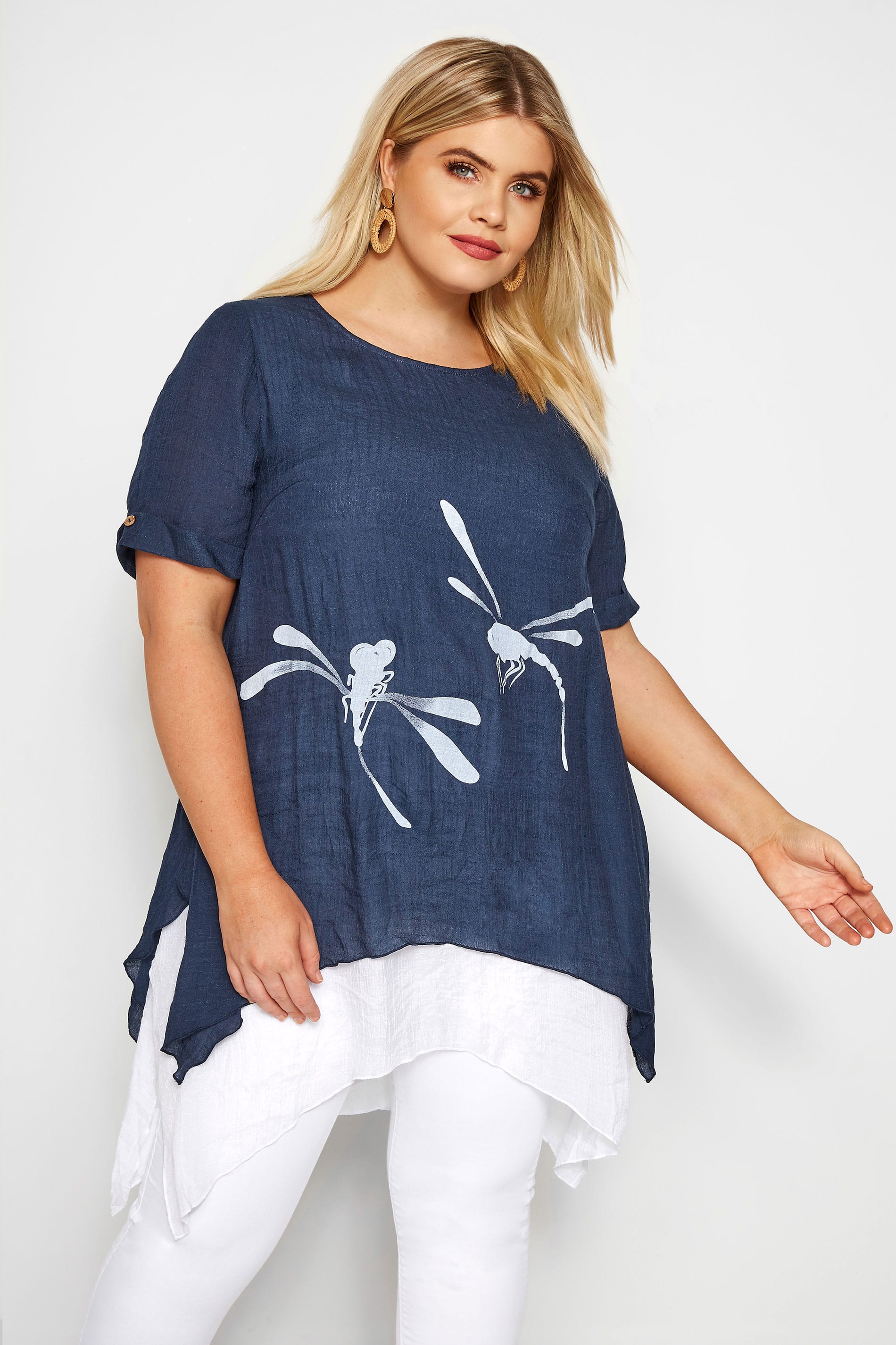 Blue Layered Dipped Hem Blouse | Sizes 16-36 | Yours Clothing
