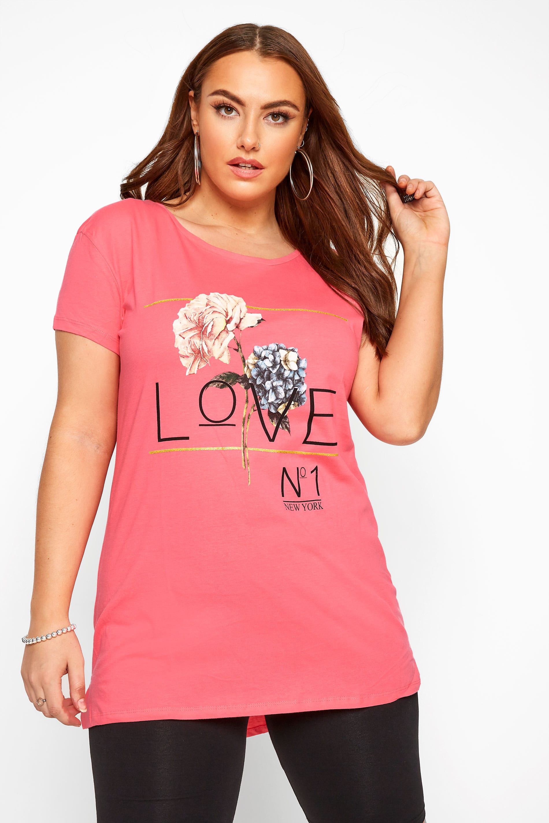 Bright Pink 'Love' Slogan Top | Yours Clothing