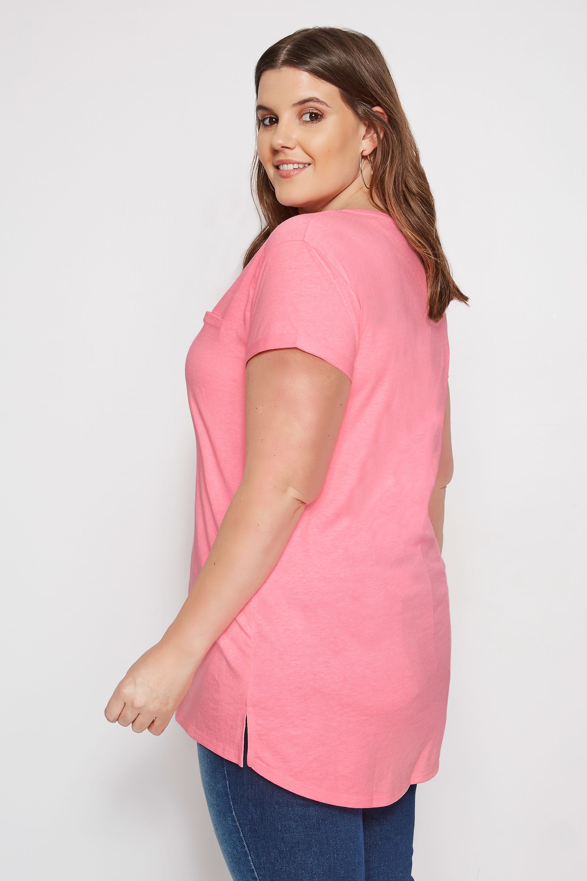 Download Plus Size Bright Pink Mock Pocket T-Shirt | Sizes 16 to 40 | Yours Clothing