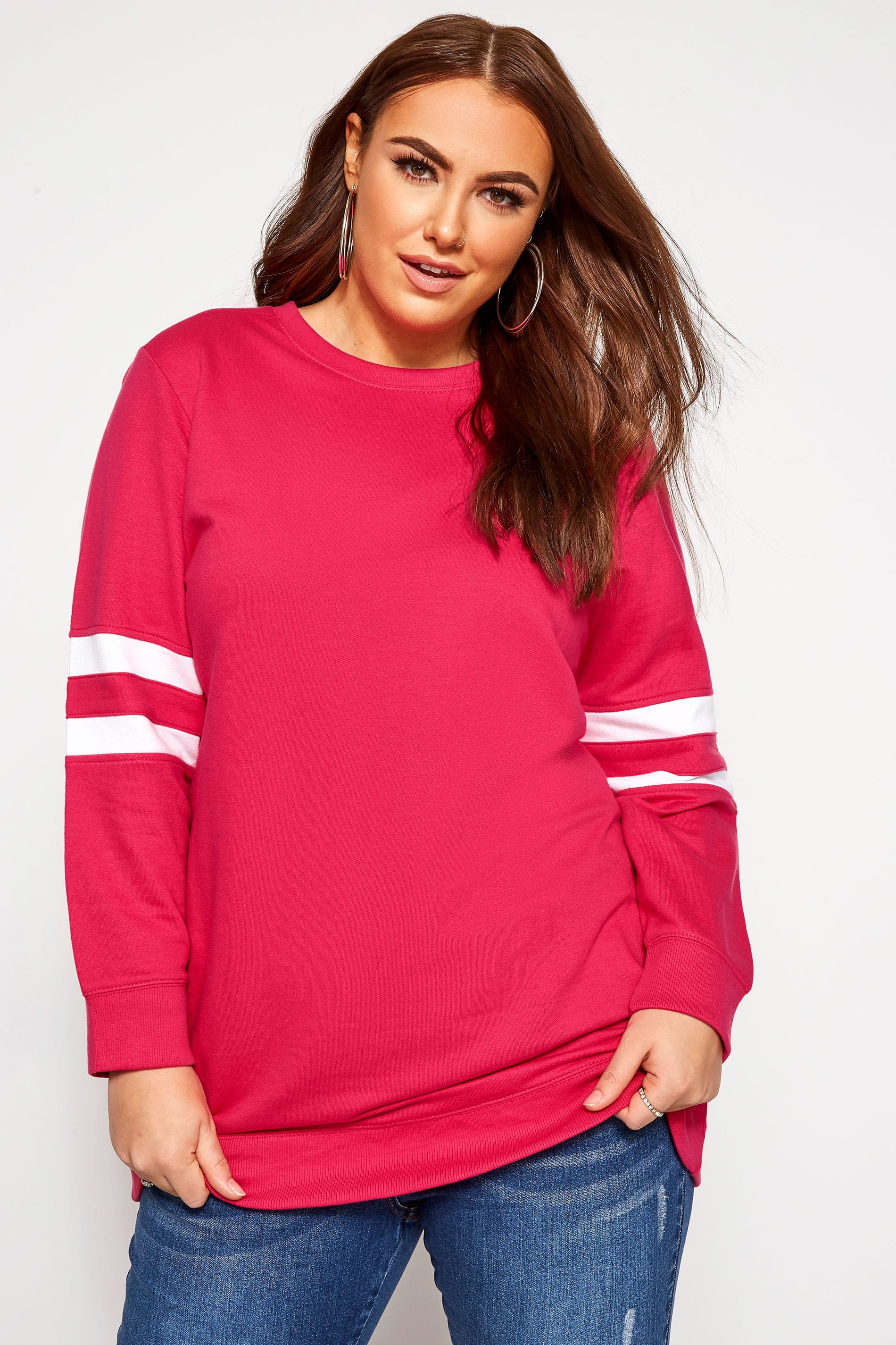bright pink sweatshirt