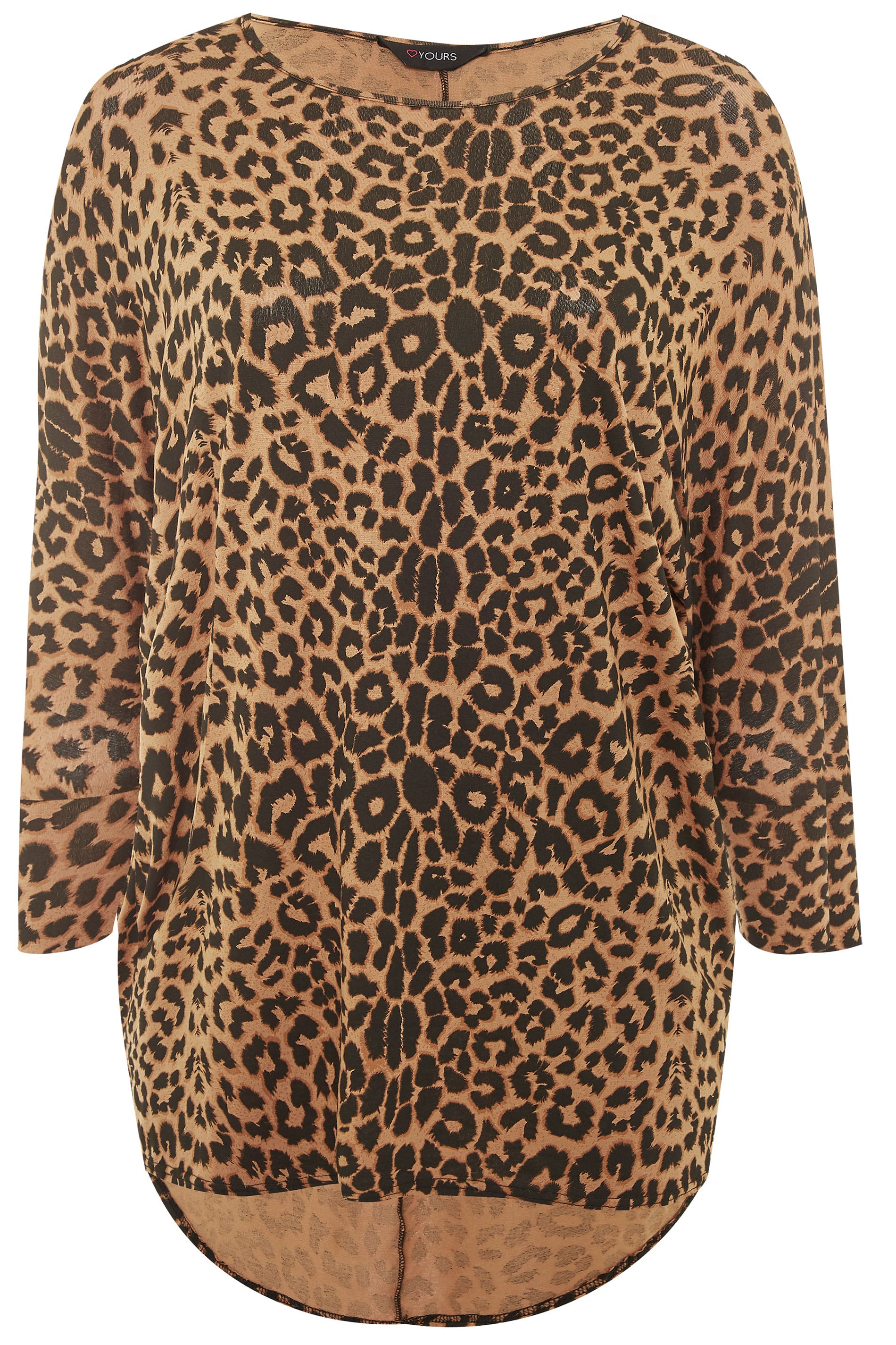 Brown Leopard Print Extreme Dip Print Top | Yours Clothing