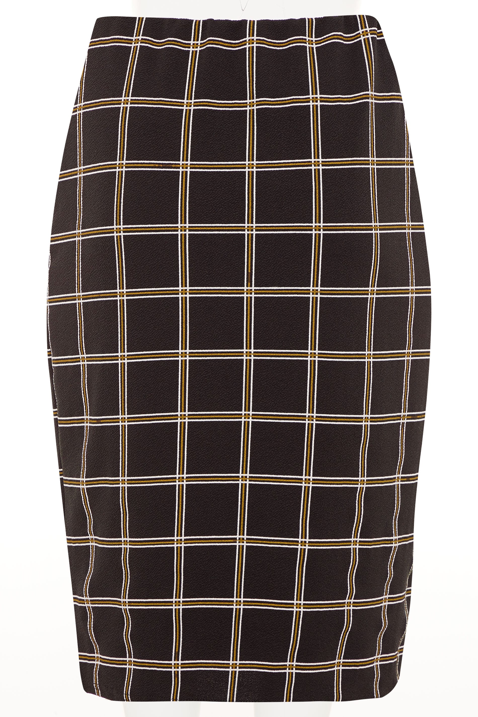 Black & Mustard Yellow Check Pencil Skirt | Yours Clothing