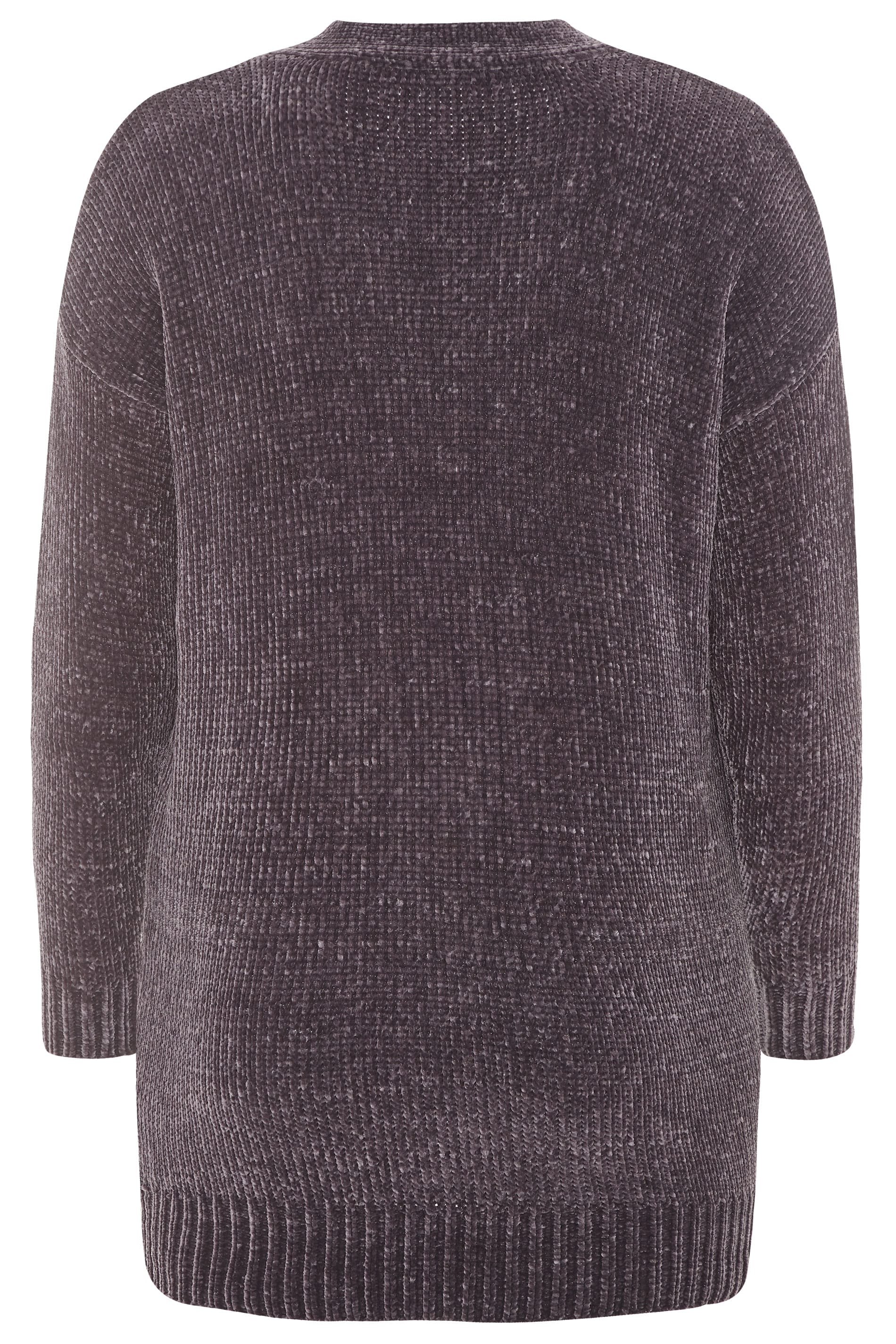 Grey Chenille Knitted Cardigan | Yours Clothing