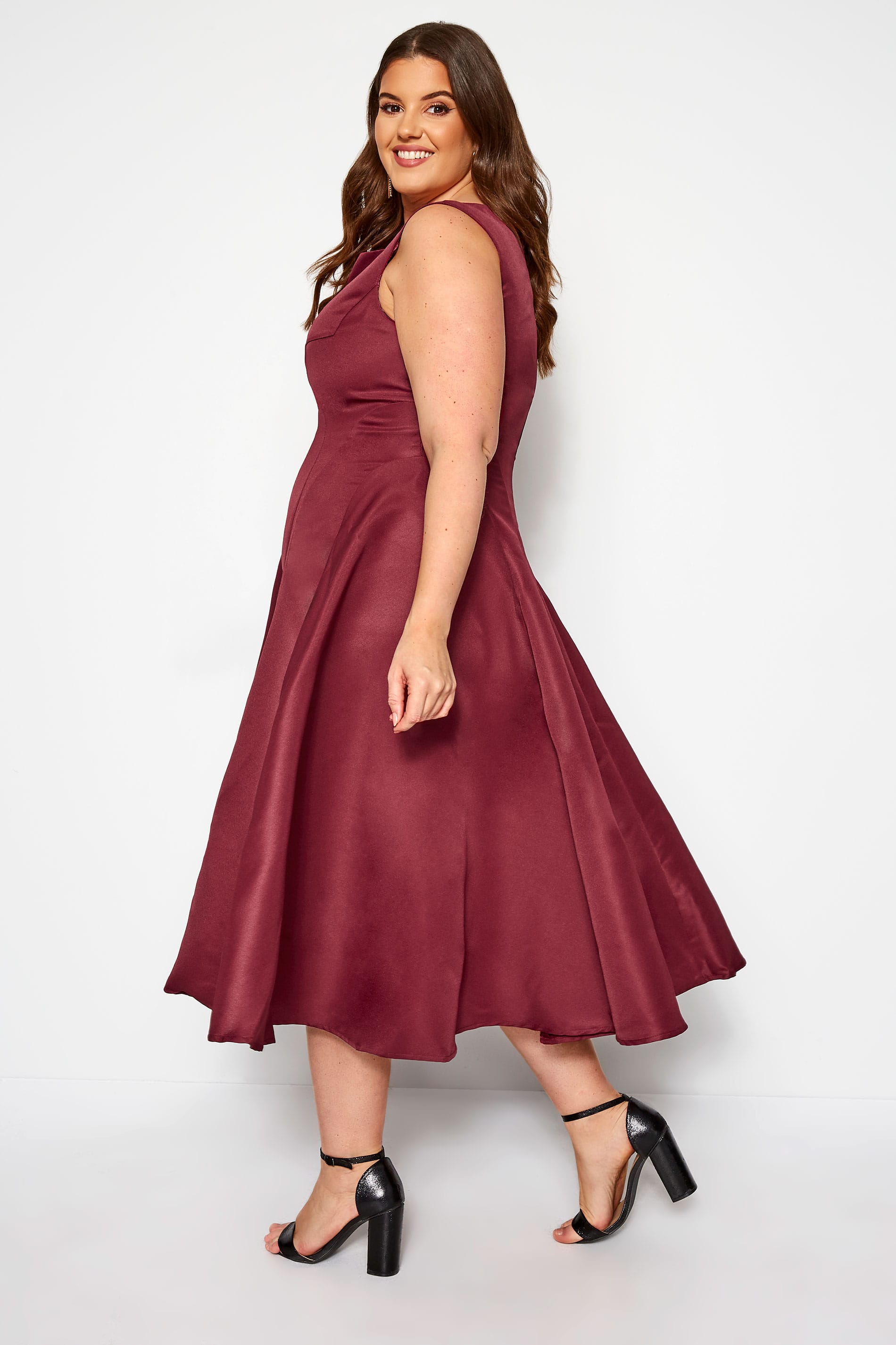 burgundy bardot prom dress