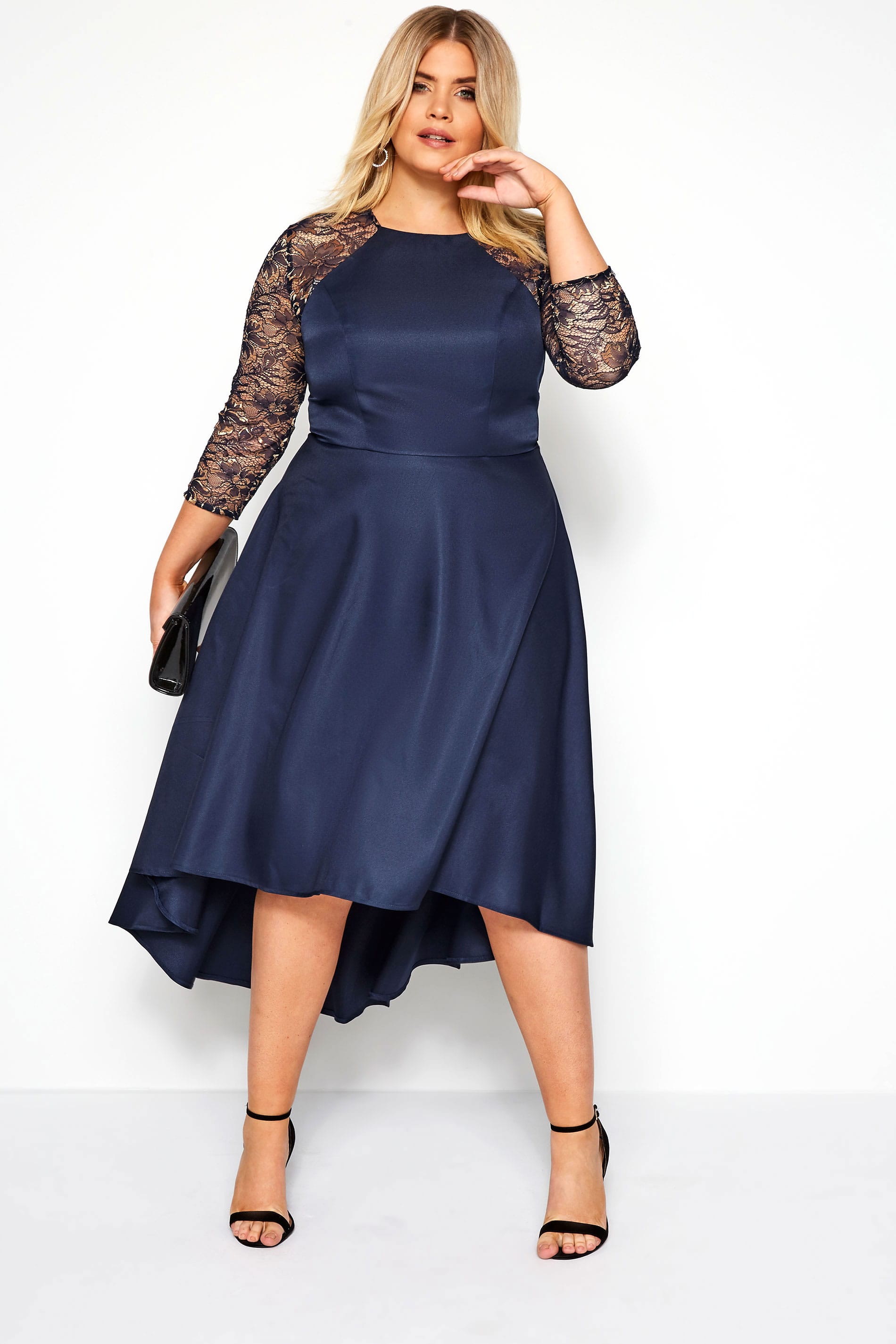 CHI CHI Navy and Gold Leena Dress | Yours Clothing