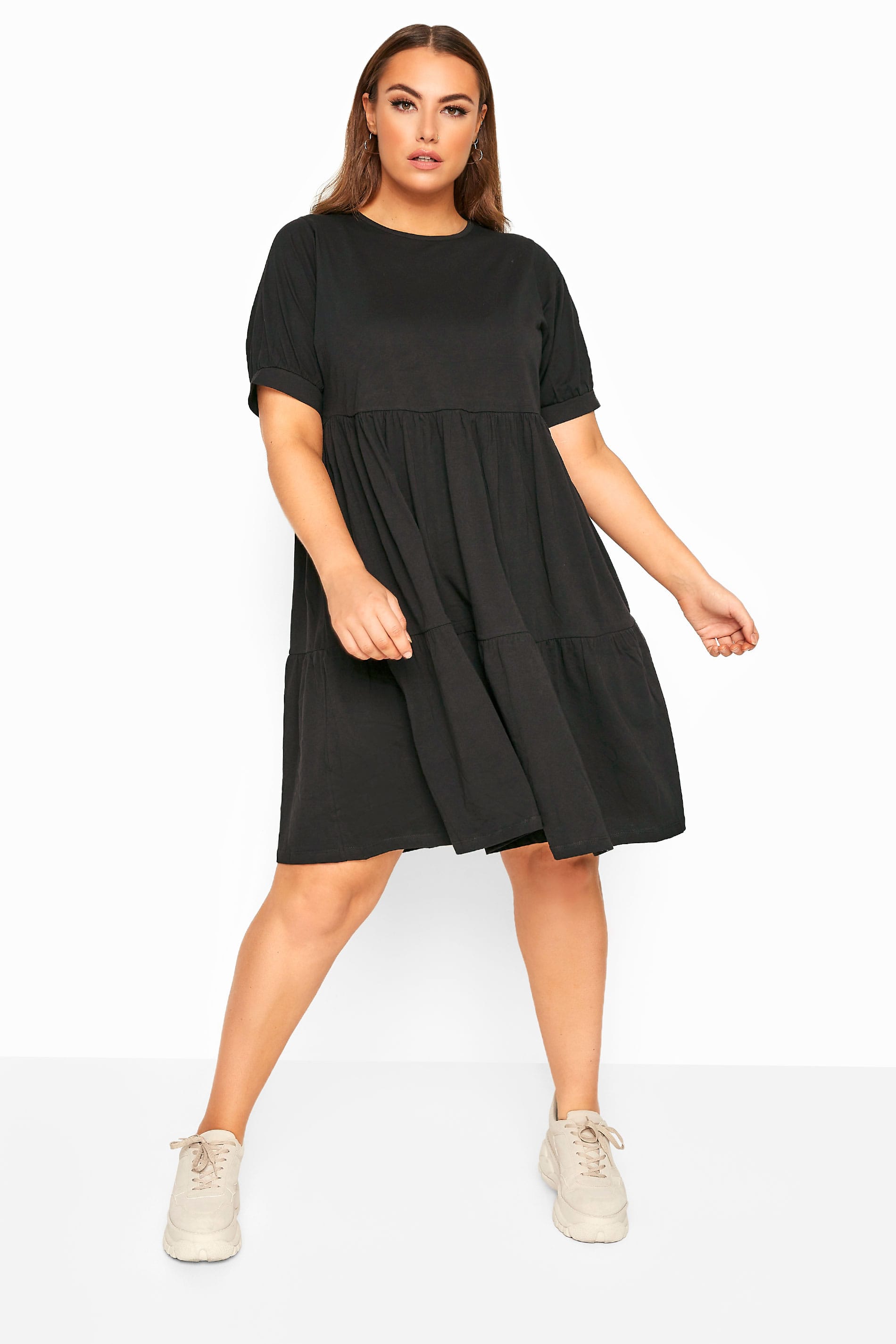 LIMITED COLLECTION Black Tiered Cotton Smock Dress 1