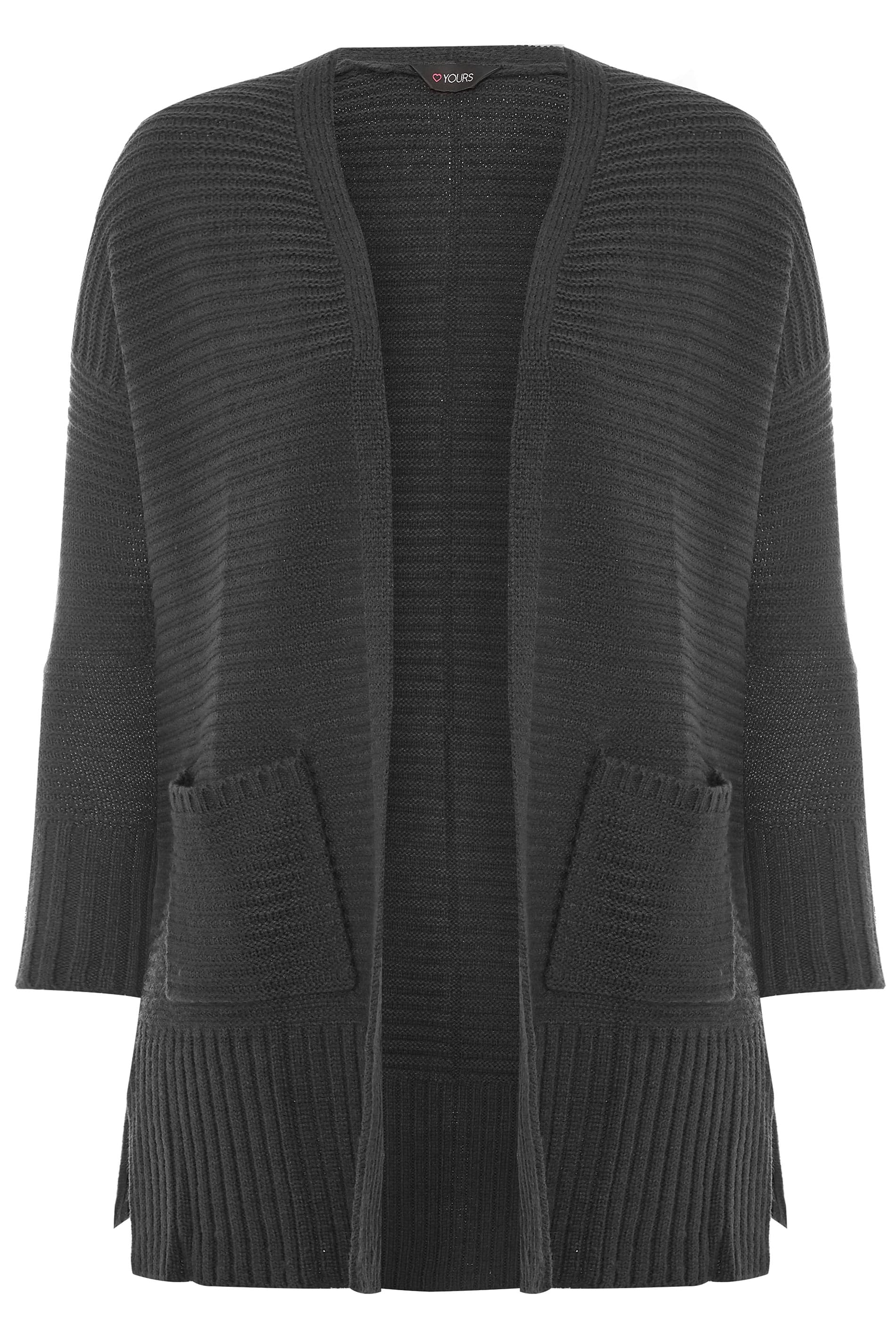 Charcoal Grey Ribbed Cardigan | Yours Clothing