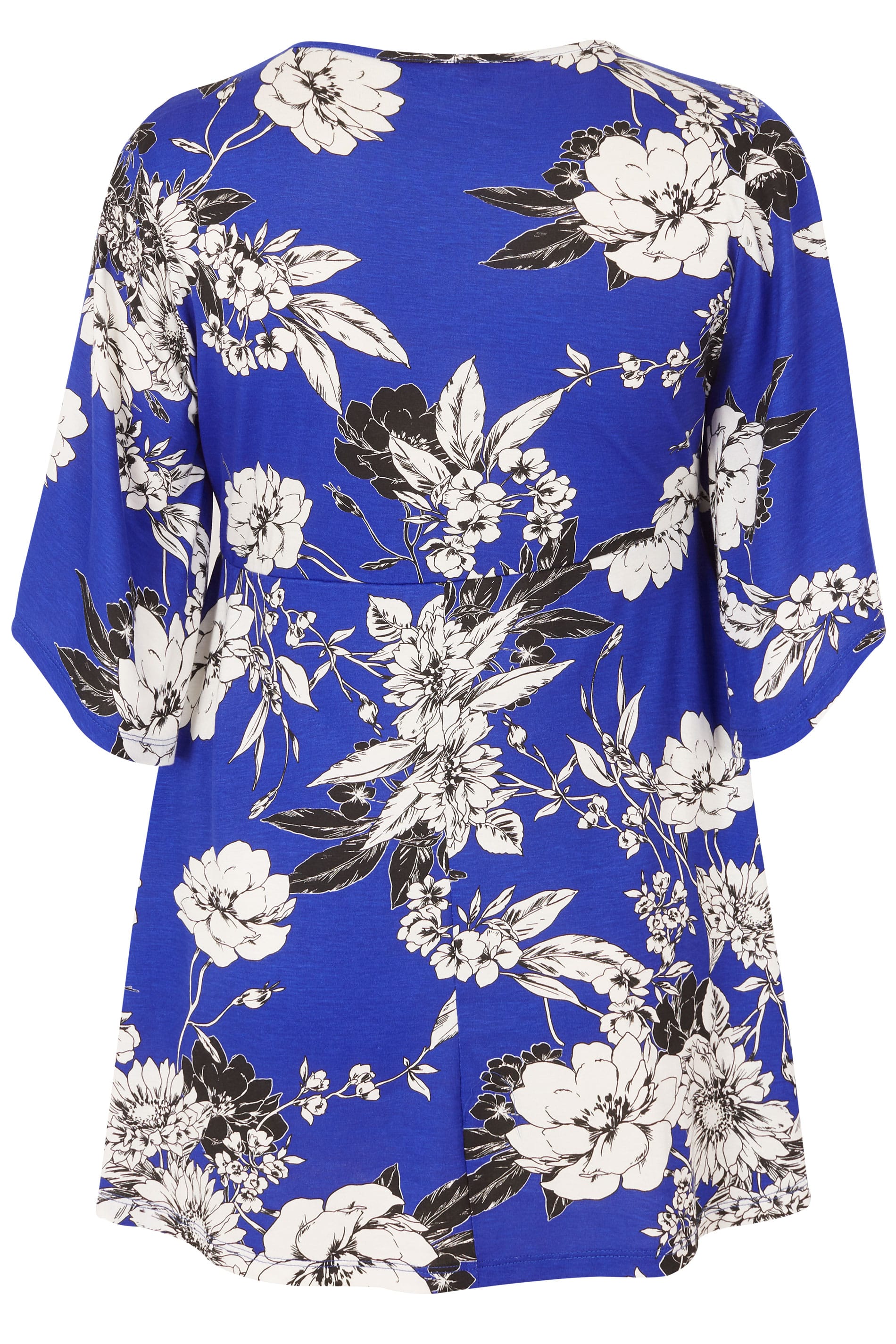 Cobalt Blue Floral Jersey Wrap Top, plus size 16 to 36