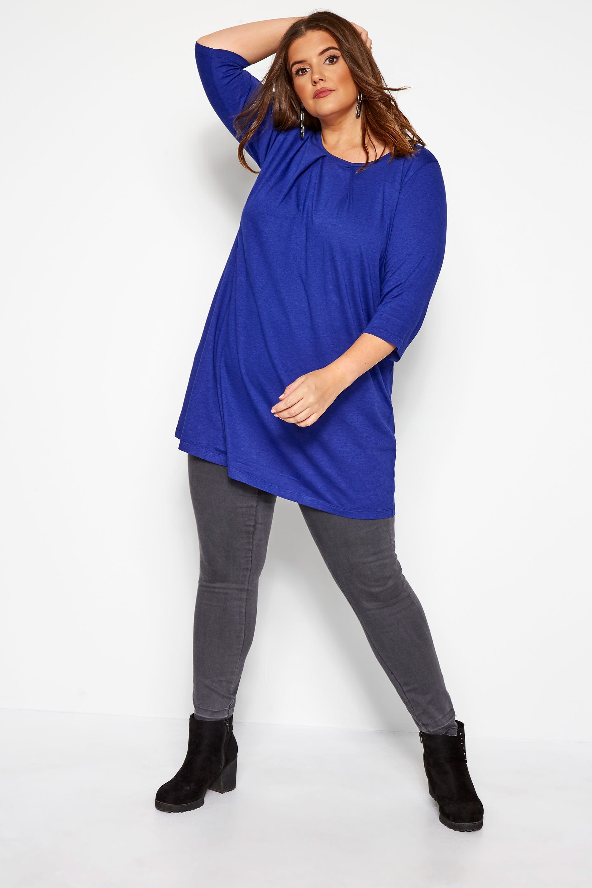 Cobalt Blue Tunic With Pleated Front | Yours Clothing