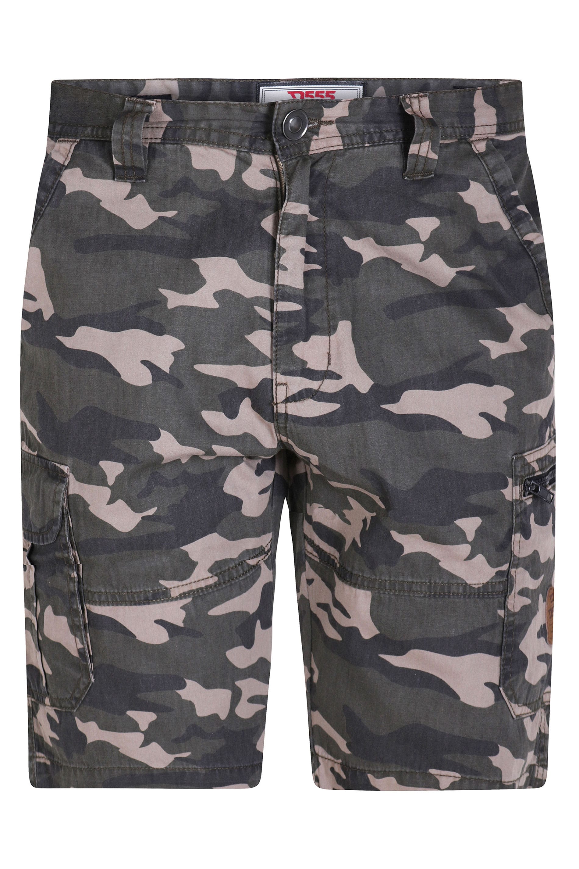 D555 Grey Camo Cargo Shorts | BadRhino