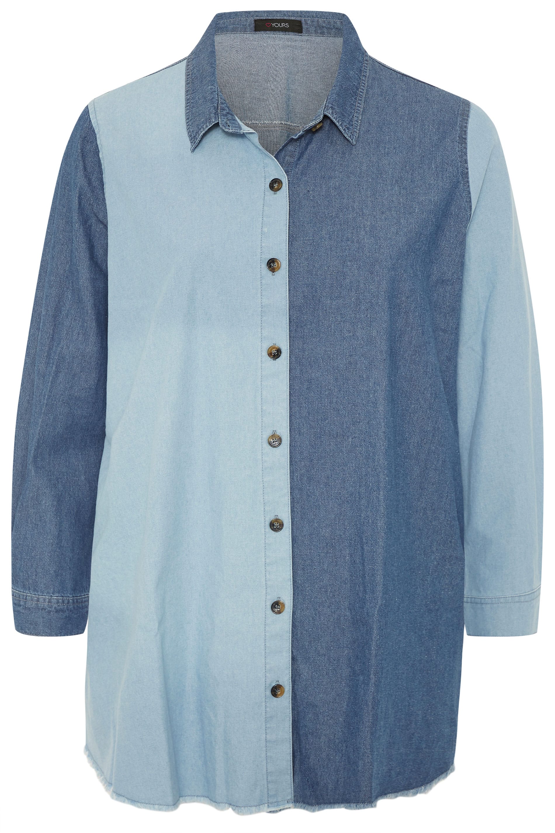 Blue Mixed Denim Shirt | Yours Clothing