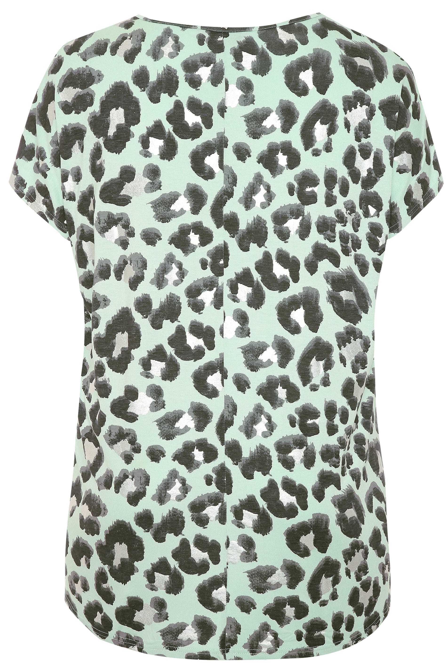 Mint Green Foil Animal Print Top | Yours Clothing