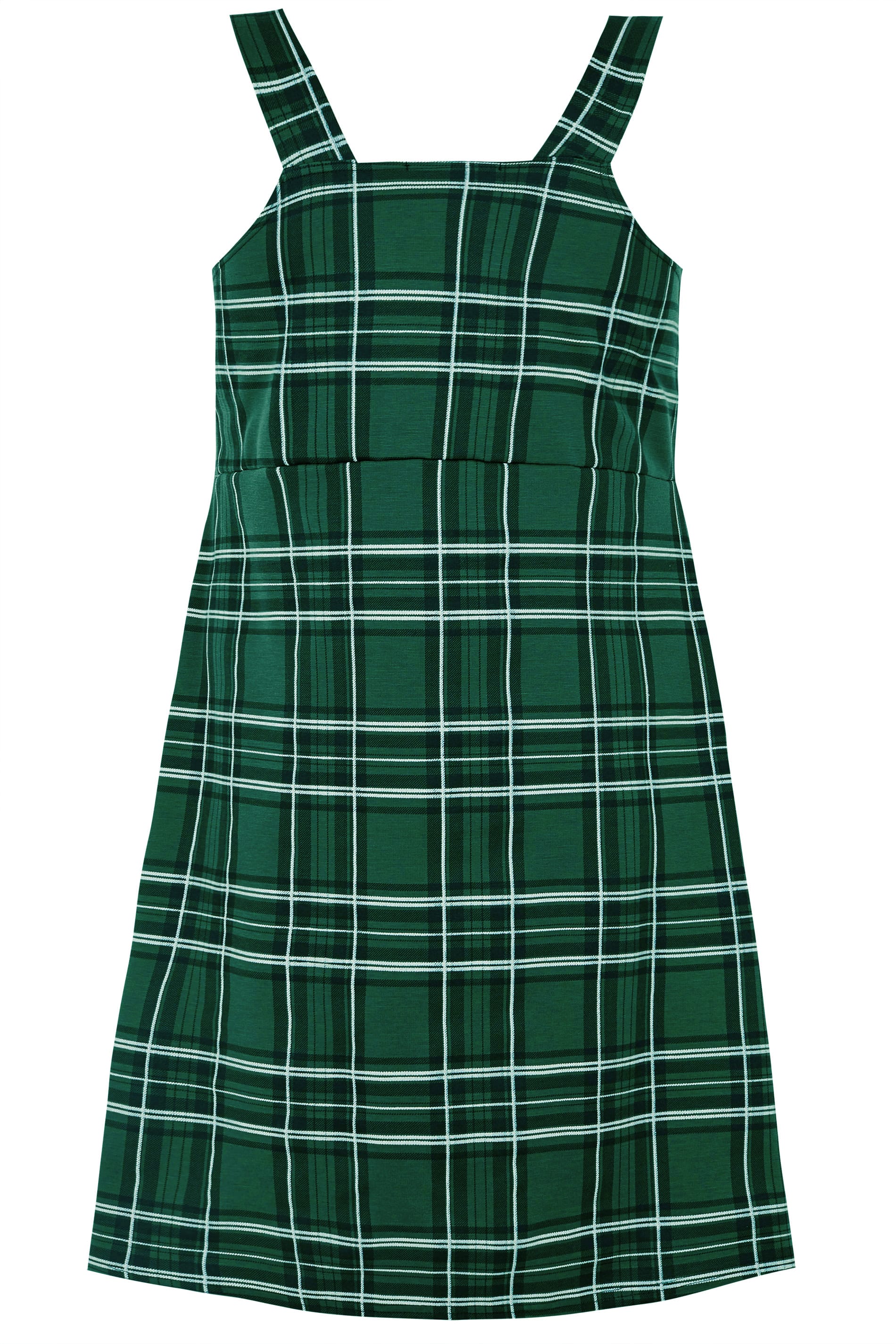 Plus Size Dark Green Check Pinafore Dress | Sizes 16 to 36 | Yours Clothing