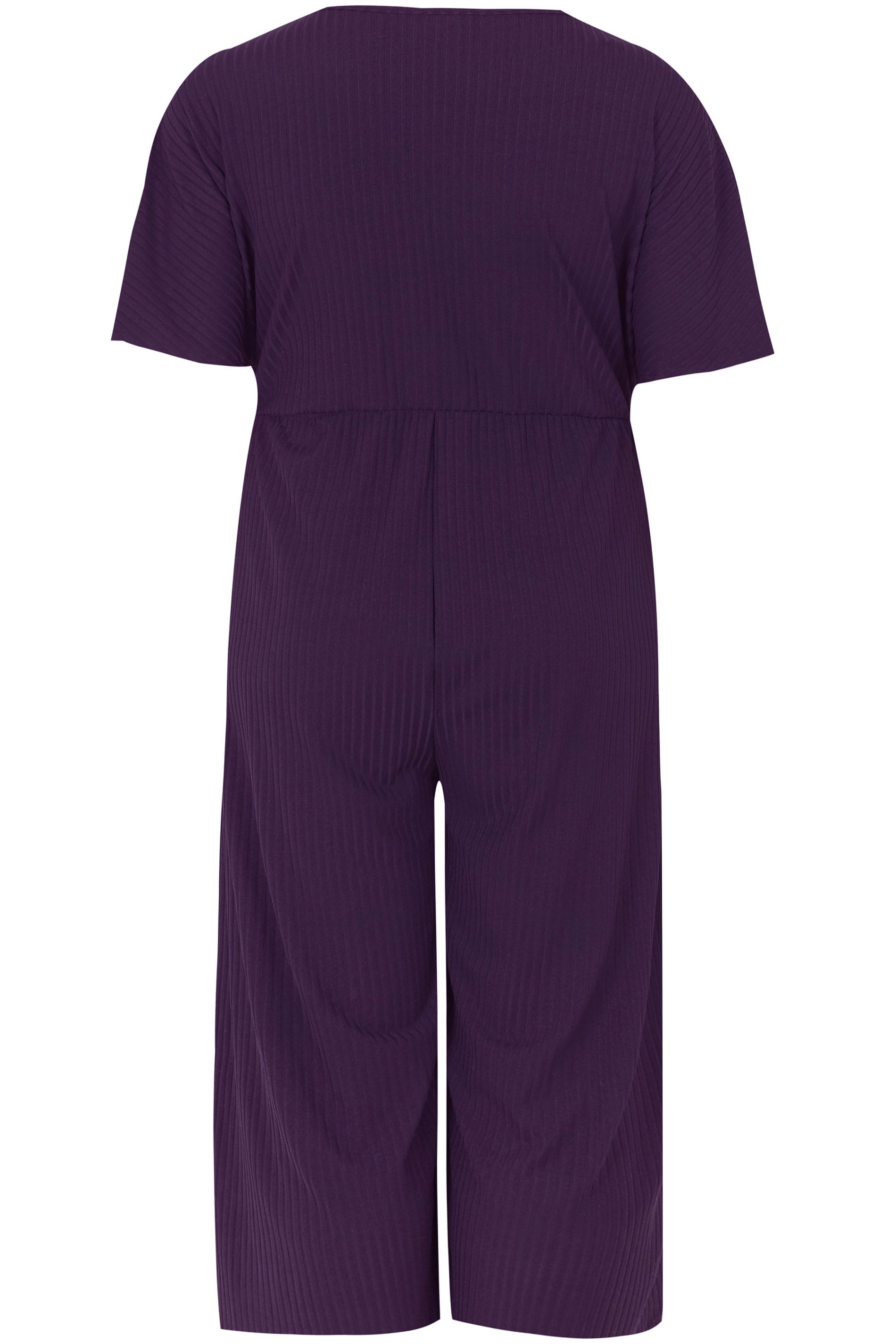 Dark Purple Wrap Front Culotte Jumpsuit , plus size 16 to 36