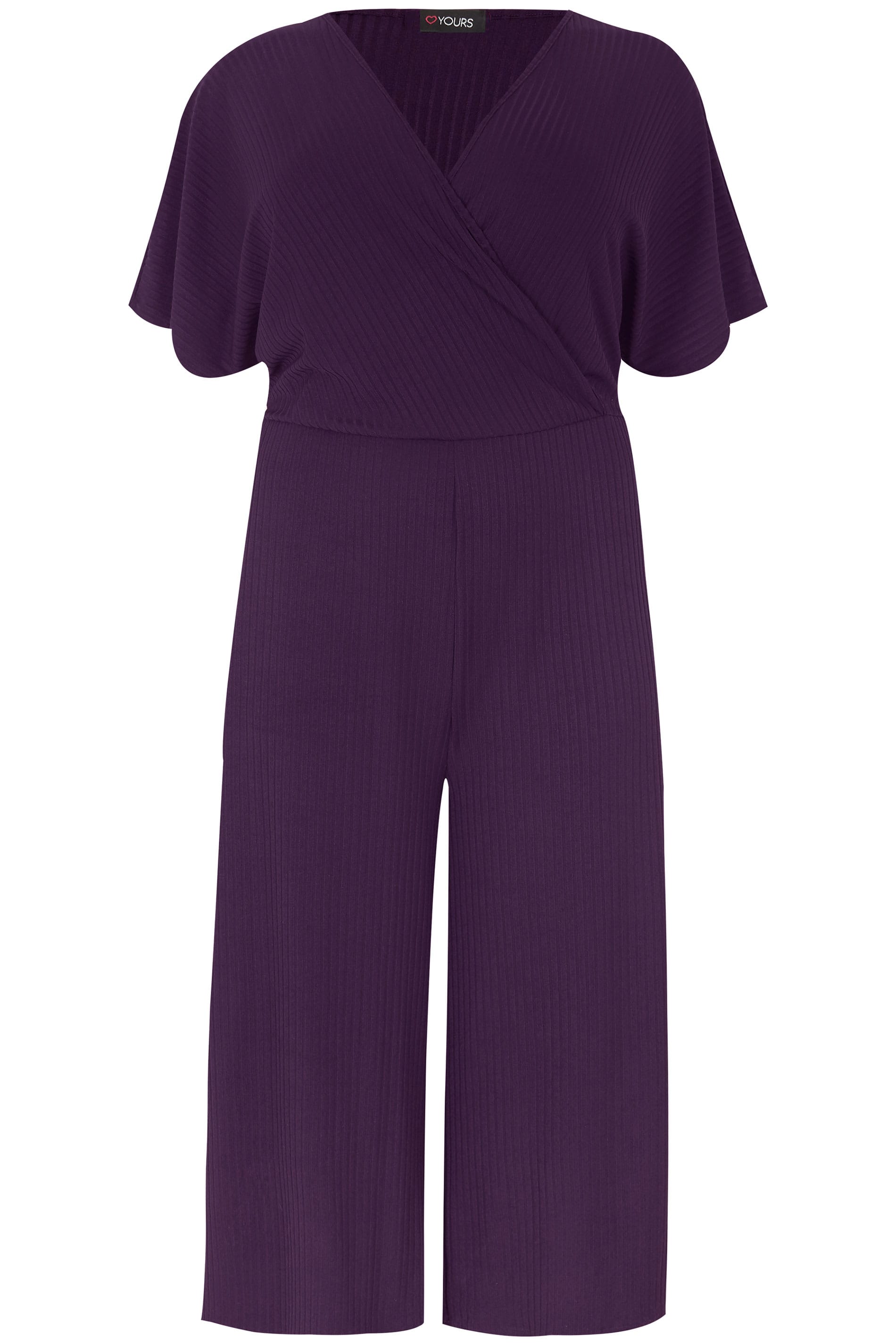 Dark Purple Wrap Front Culotte Jumpsuit , plus size 16 to 36