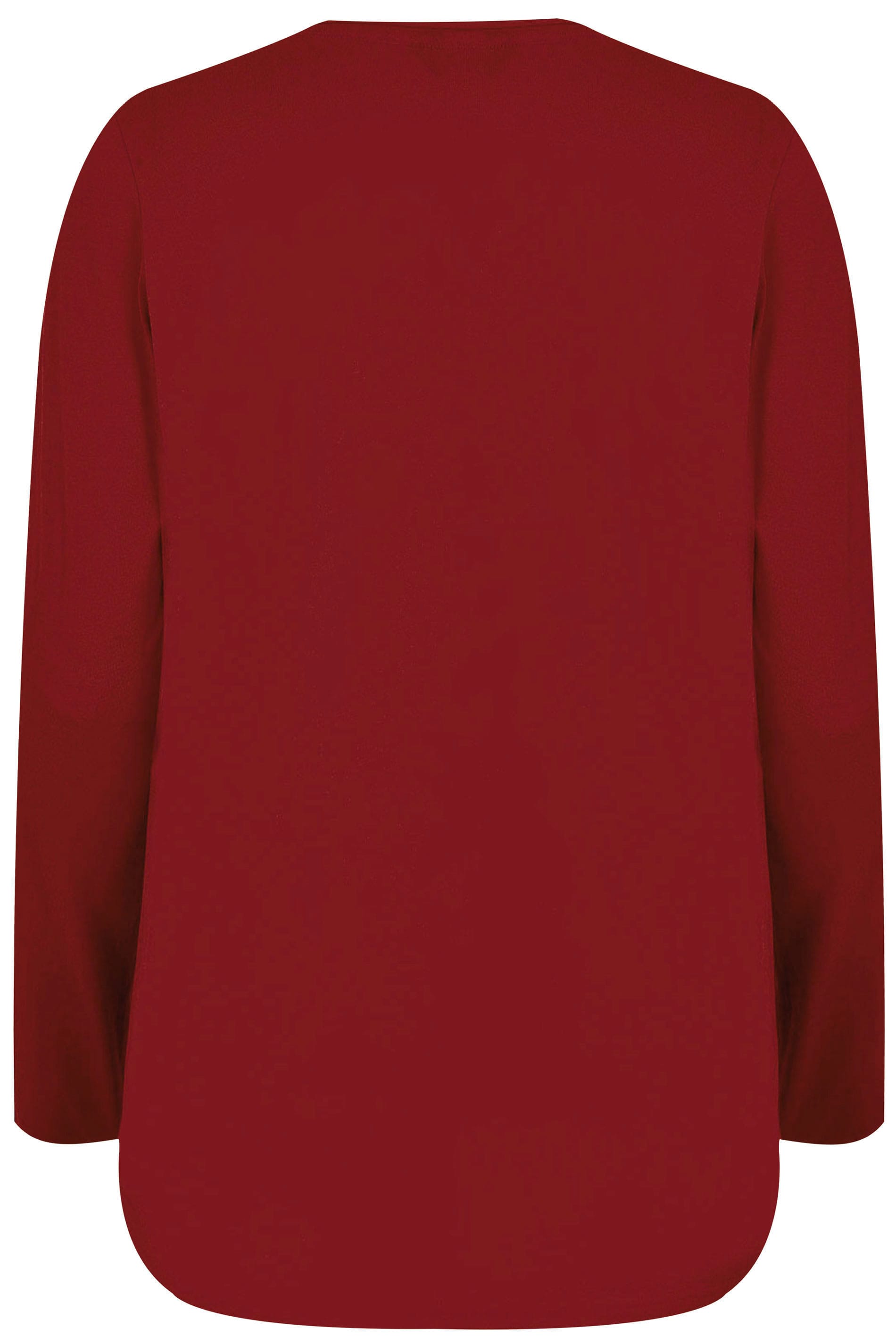 Dark Red Long Sleeved V-Neck Jersey Top, plus size 18 to 36 | Yours ...